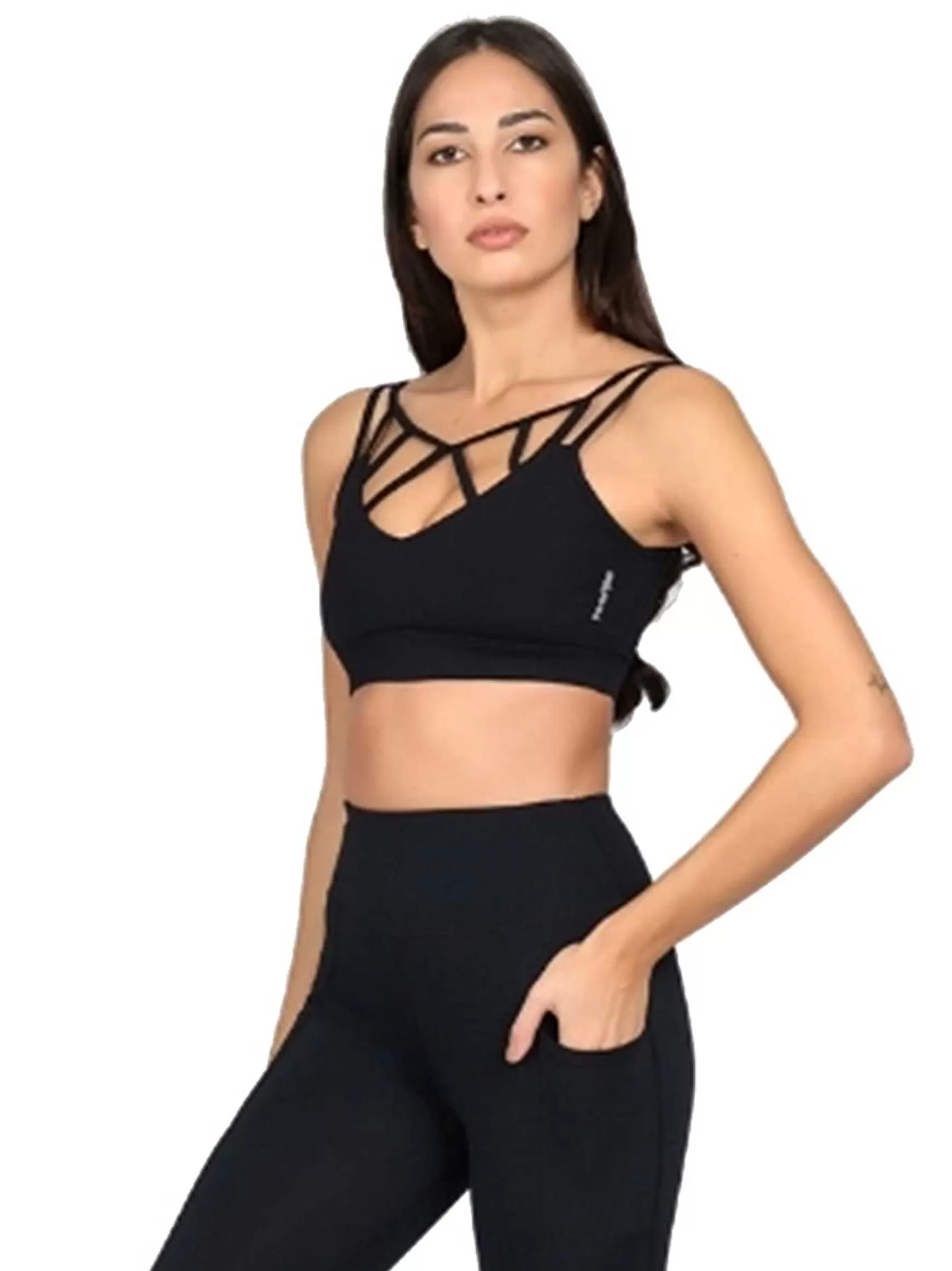 Dinamika Top Sportswear Donna In Microfibra Nero Imbottito Effetto Push Up*Invertika Best Sale