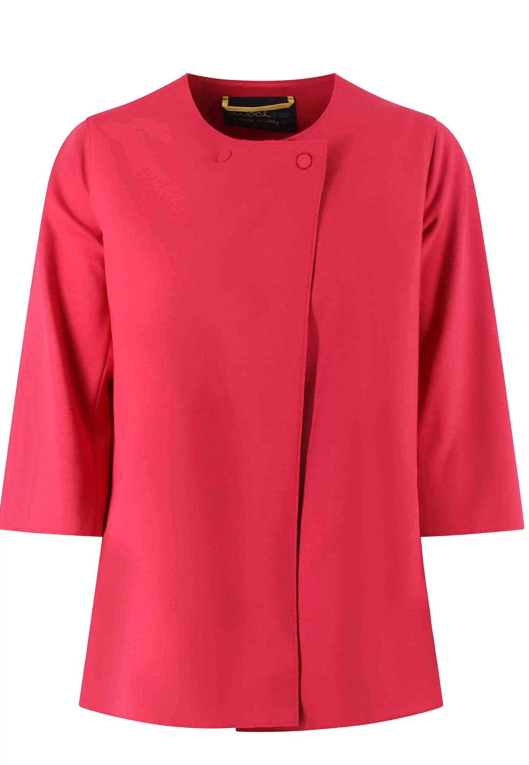 Giacca Donna In Tessuto Fuxia Doppio Petto Con Maniche 3/4*Ewooluzione Shop