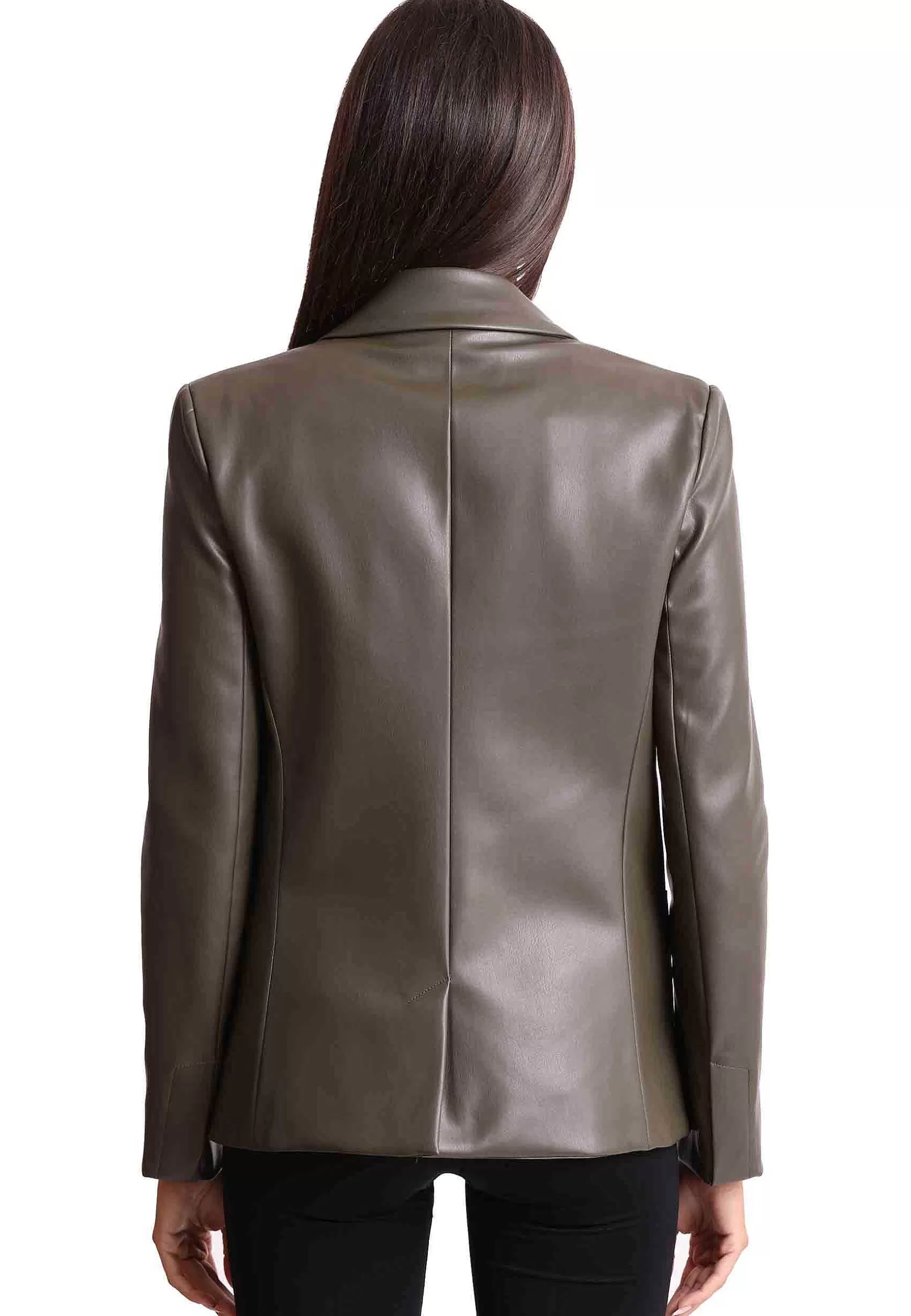 Giacca Donna Leather Look In Ecopelle Verde Monopetto*Maliparmi Store