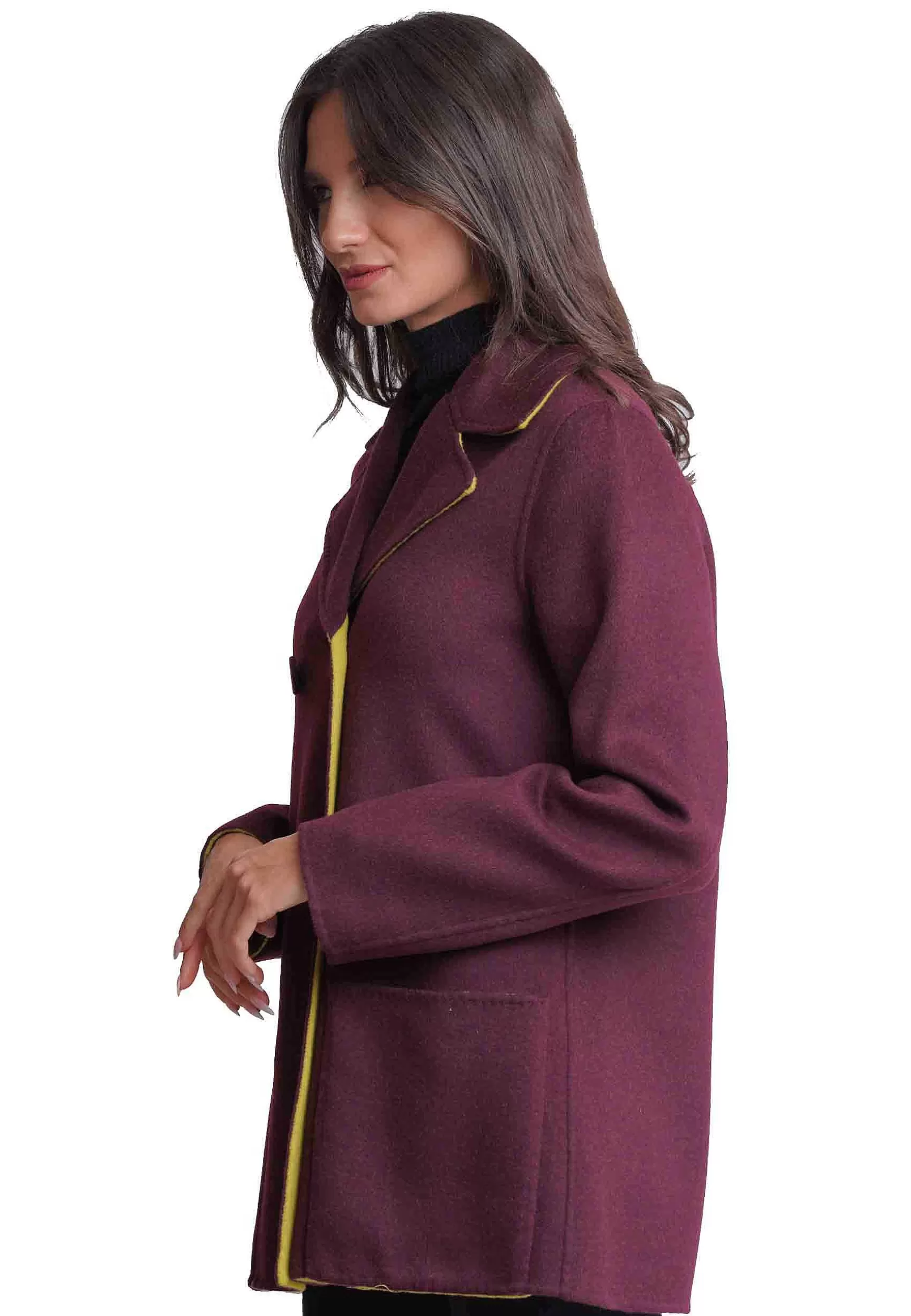 Giaccone Reversibile Donna Doppio Petto Double In Lana Bordeaux*Maliparmi Cheap