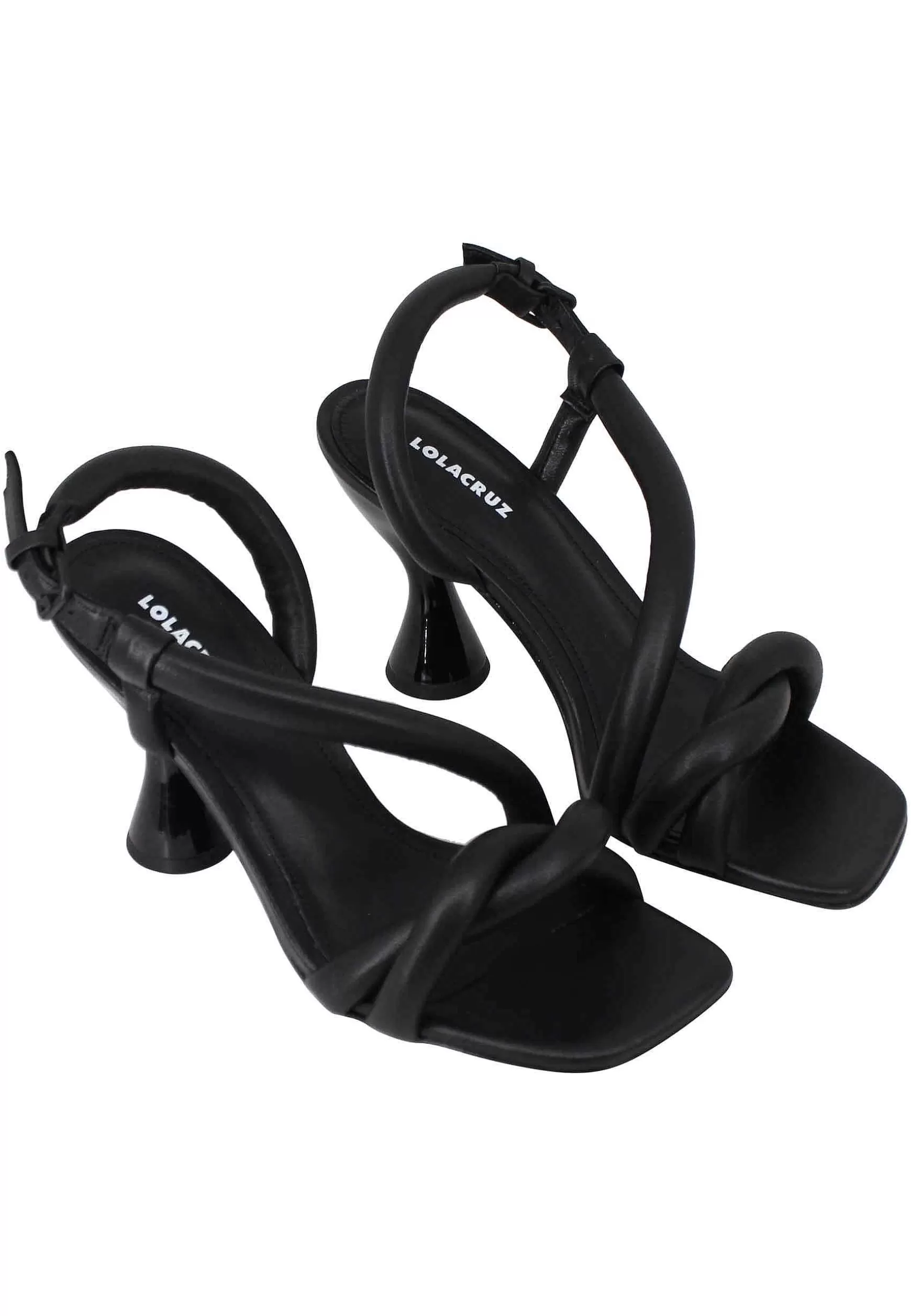 Gioia Sandali Donna In Pelle Nero Con Cinturino Posteriore E Tacco Alto*Lola Cruz Fashion