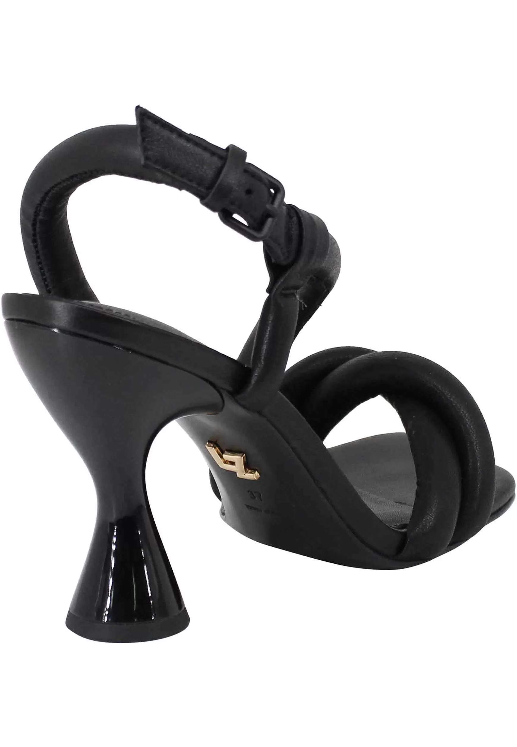 Gioia Sandali Donna In Pelle Nero Con Cinturino Posteriore E Tacco Alto*Lola Cruz Fashion