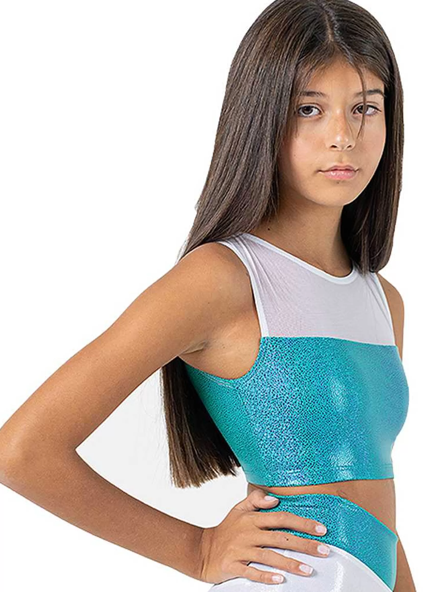 Kika Top Bimba Kika In Lycra Azzurro E Argento*Invertika Fashion