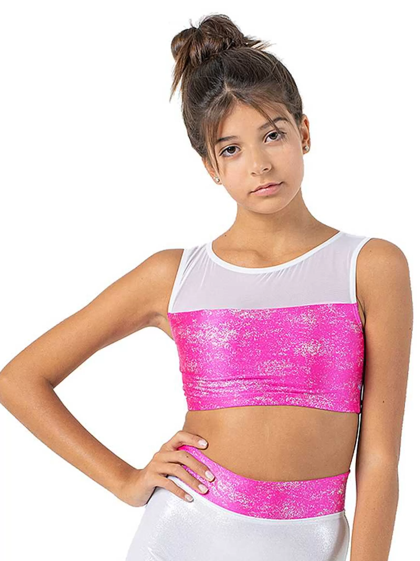 Kika Top Bimba Kika In Lycra Rosa E Argento*Invertika Clearance