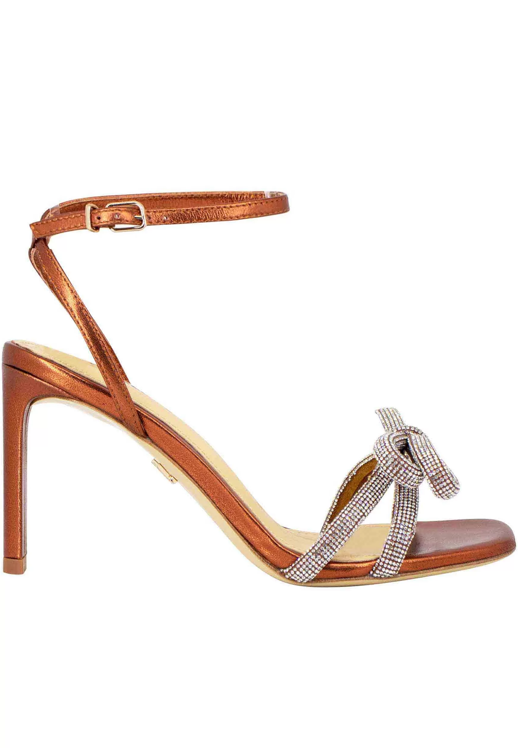 Lisboa Sandali Donna In Pelle Bronzo Con Gioiello E Tacco Alto*Lola Cruz Outlet