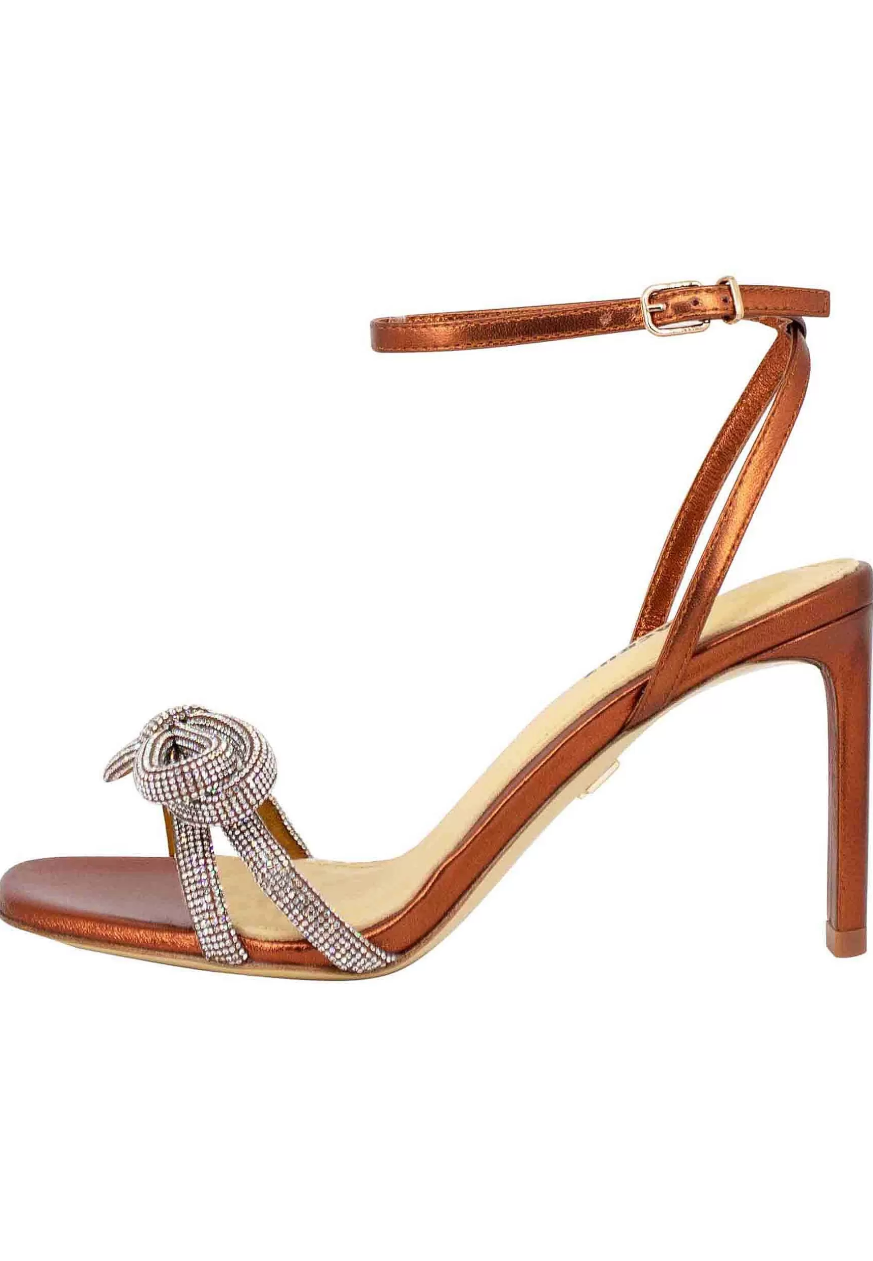Lisboa Sandali Donna In Pelle Bronzo Con Gioiello E Tacco Alto*Lola Cruz Outlet