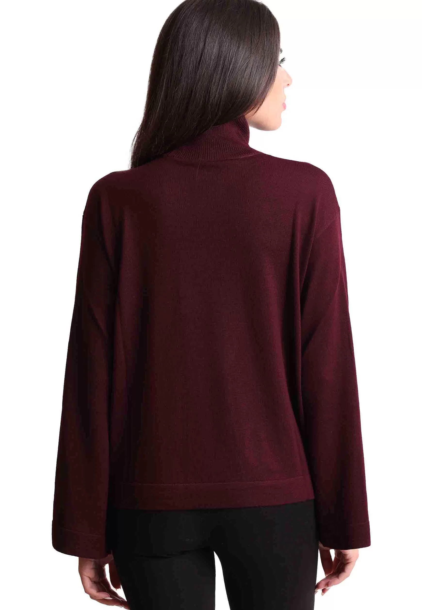 Maglia Donna A Collo Alto Colours Of The World In Pura Lana Bordeaux*Maliparmi Best Sale