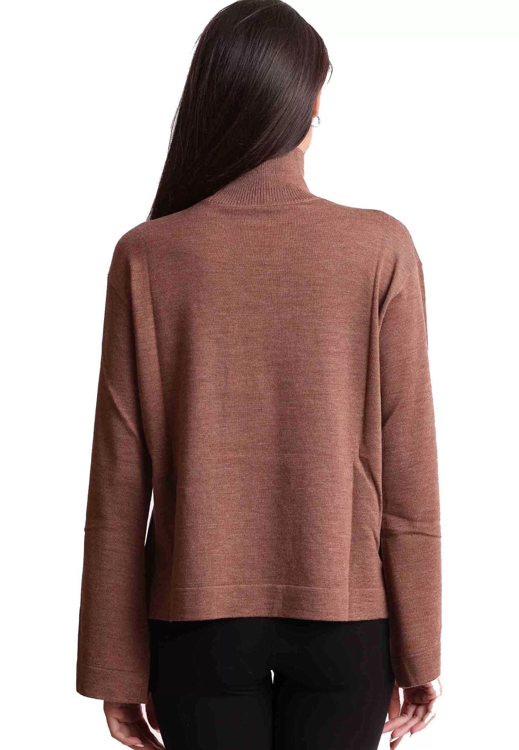 Maglia Donna A Collo Alto Colours Of The World In Pura Lana Cammello*Maliparmi Hot