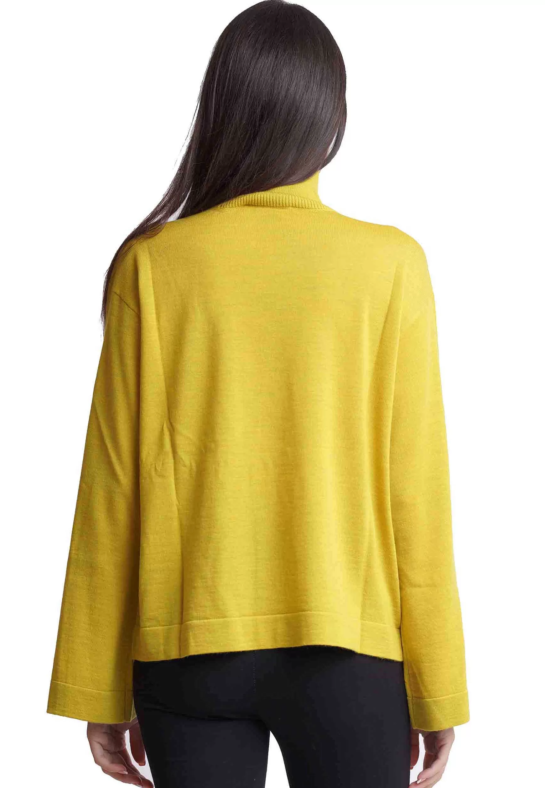 Maglia Donna A Collo Alto Colours Of The World In Pura Lana Gialla*Maliparmi Fashion