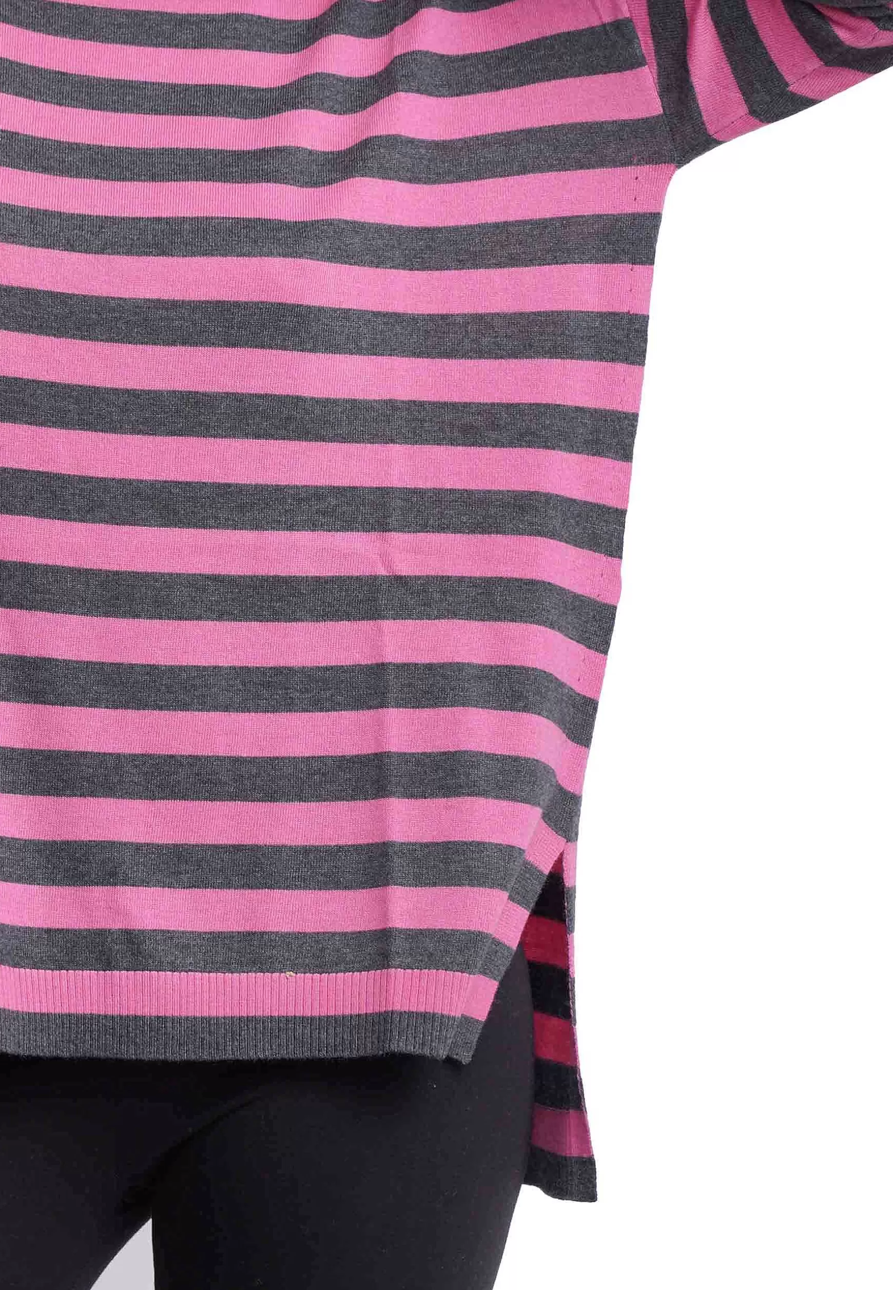 Maglia Donna Soft Touch A In Misto Cachemire Righe Grigio E Rosa*Maliparmi Sale