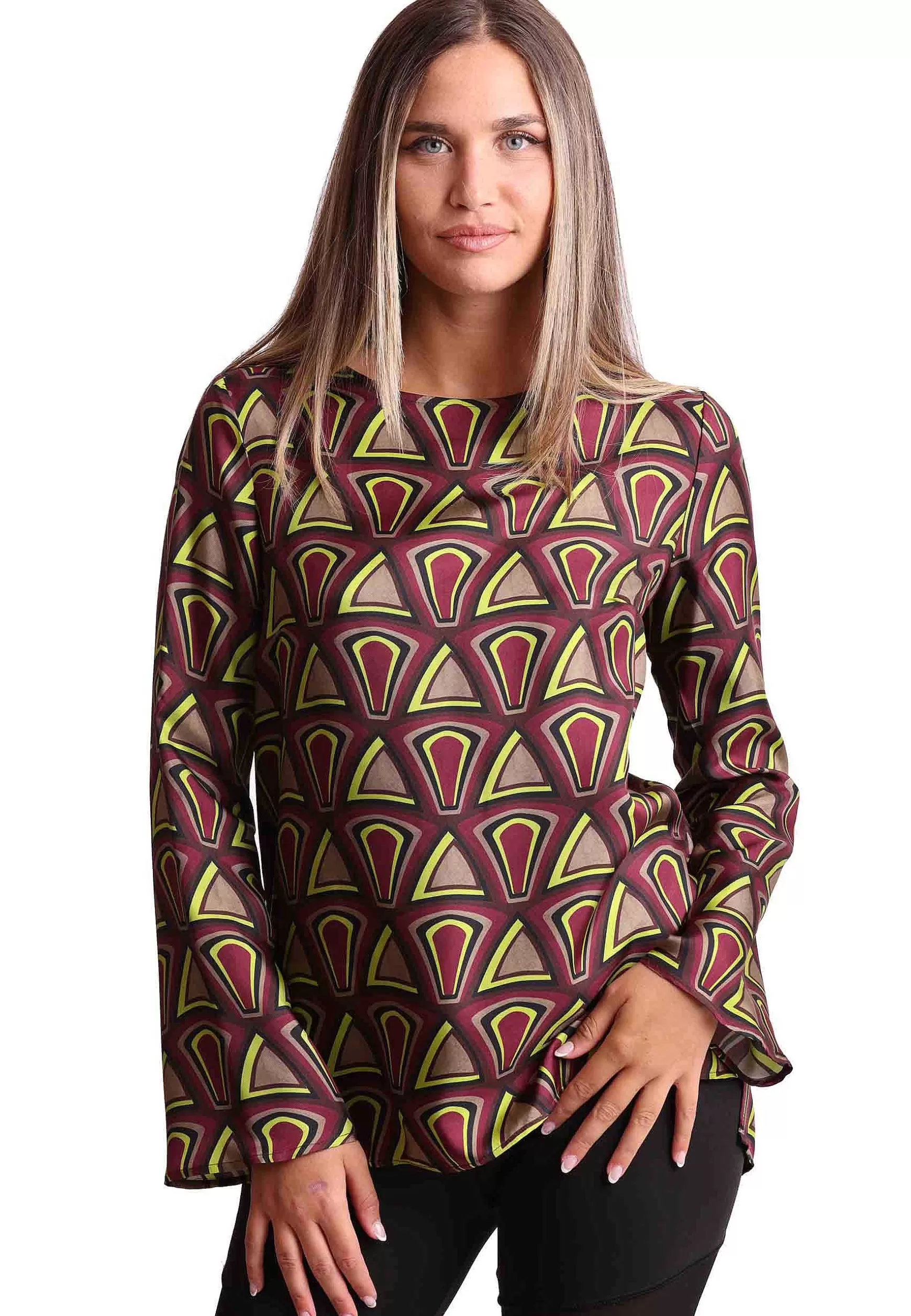 Maglie Donna Collection Print In Pura Seta Viola A Fantasia*Maliparmi Outlet