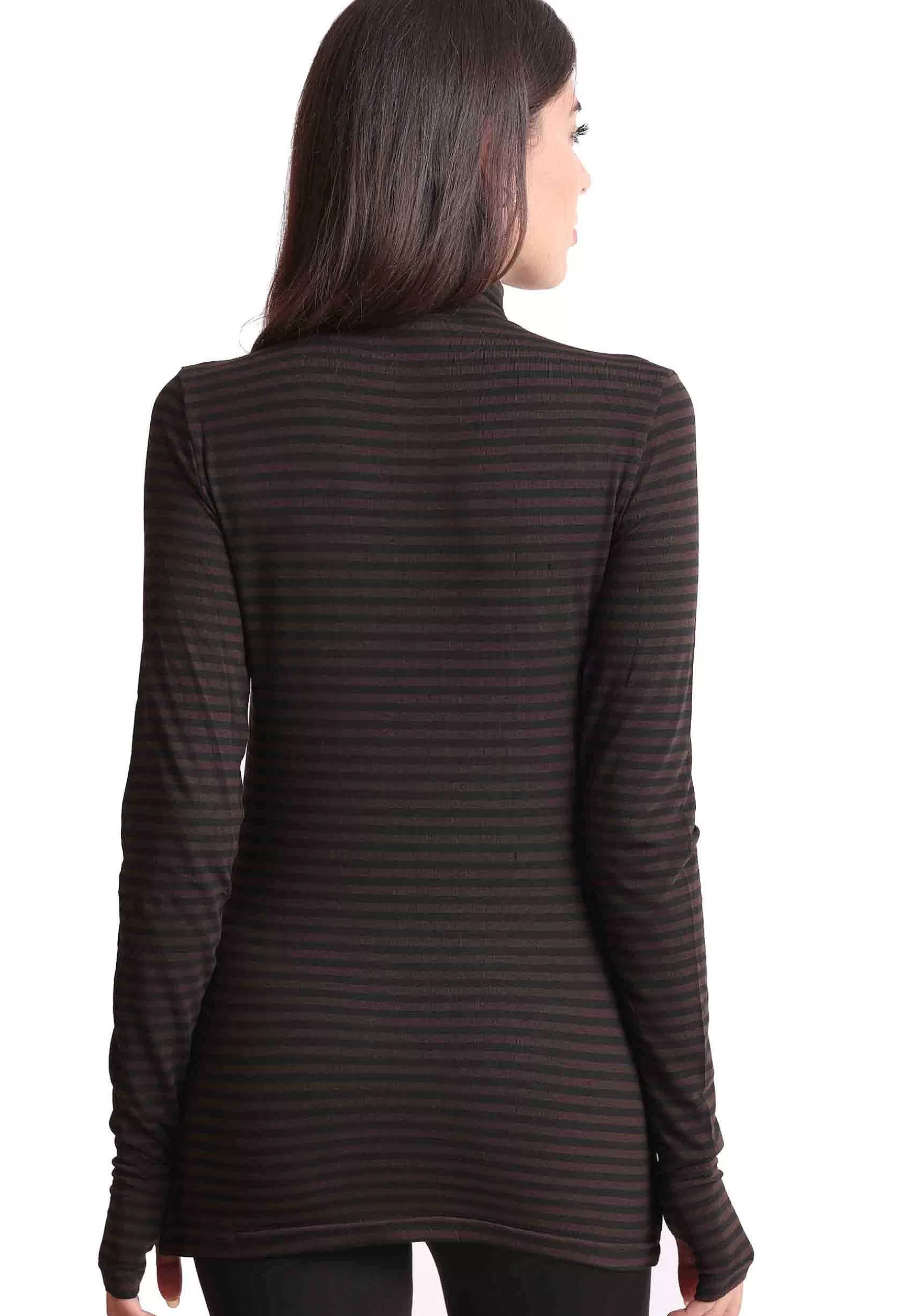 Maglie Donna Soft In Jersey Marrone E Nero Collo Alto*Maliparmi Store
