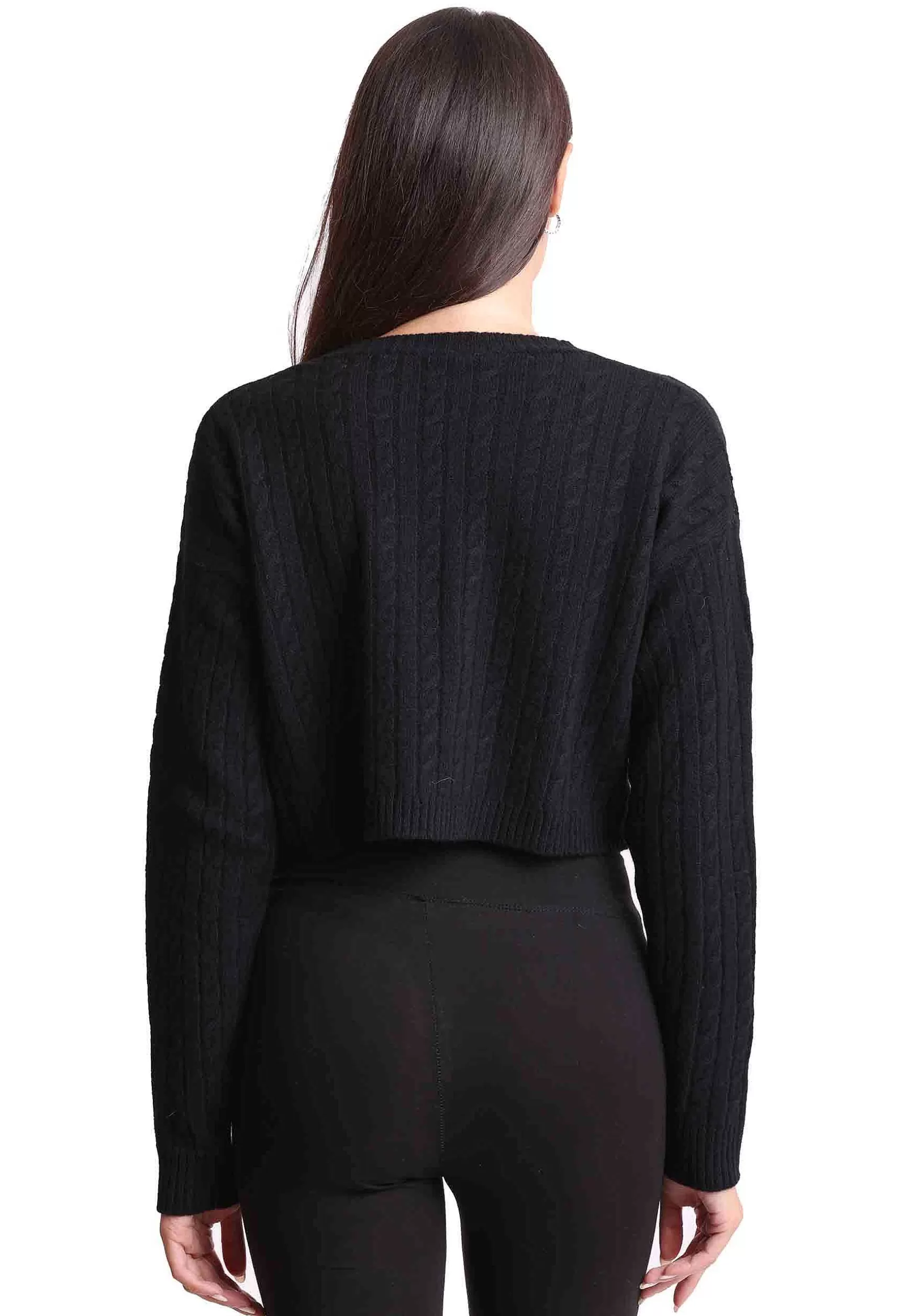 Maglione Corto Donna In Lana Cachemire Nero Girocollo*Maliparmi Clearance