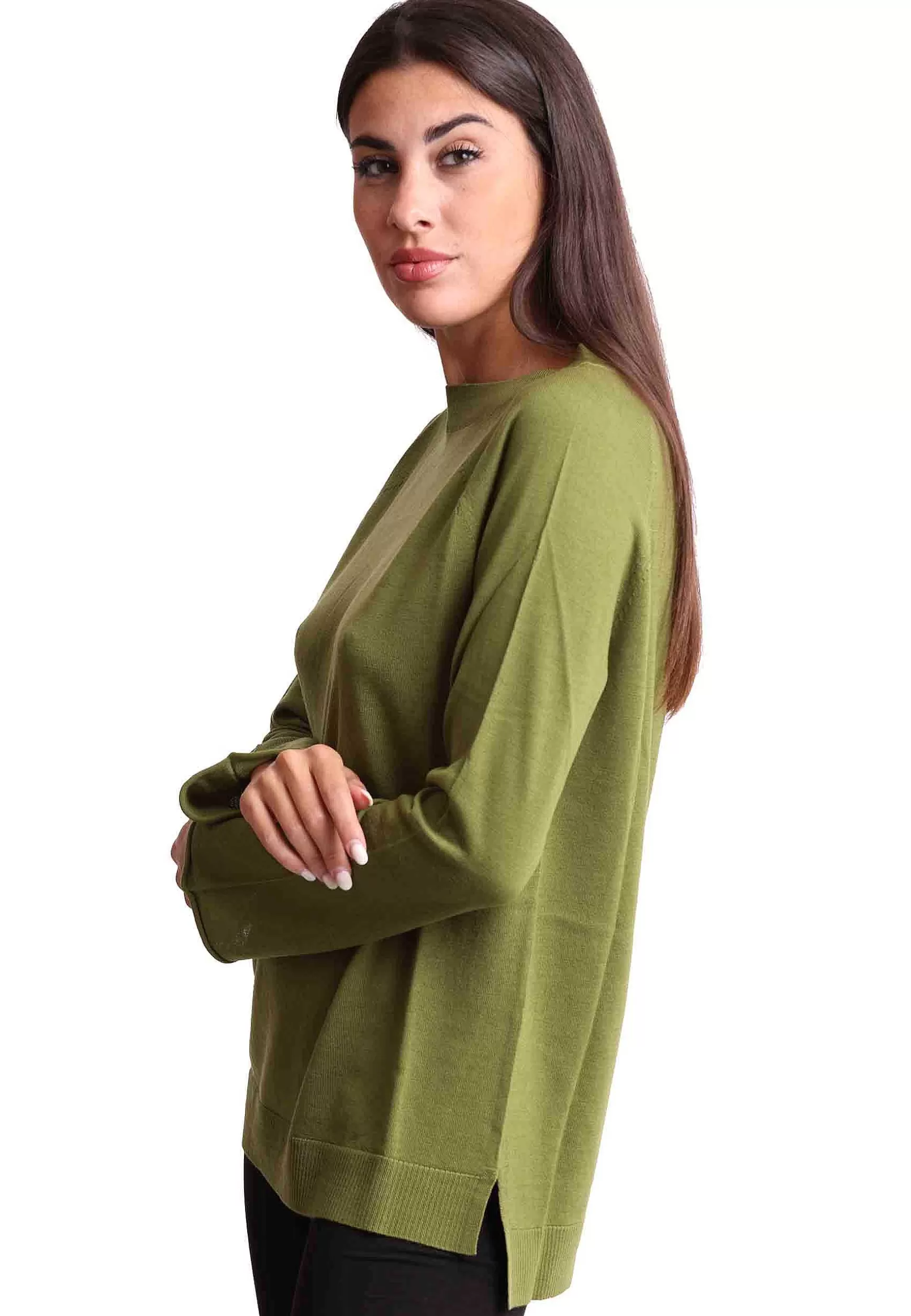 Maglione Donna Colours Of The World In Lana Merinos Verde*Maliparmi Discount