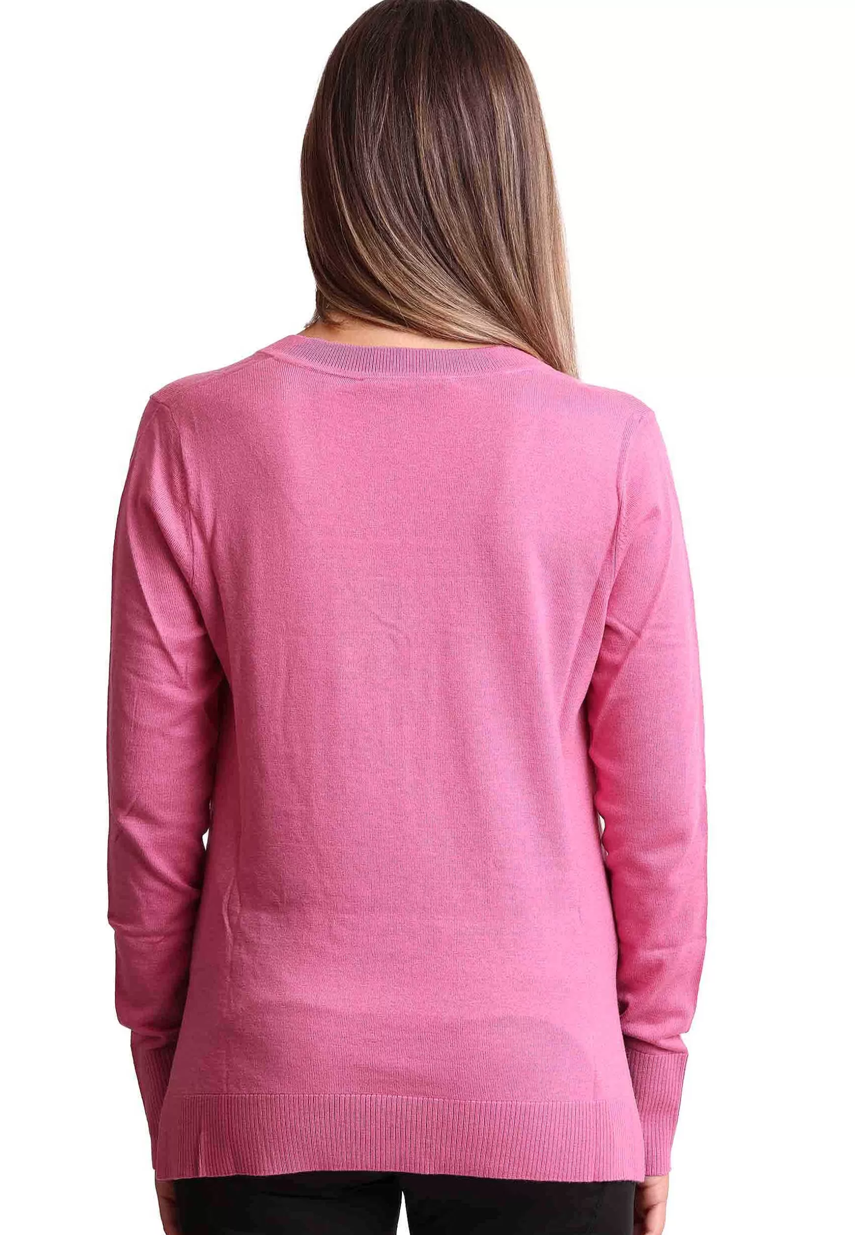 Maglione Donna Soft Touch In Misto Cachemire Rosa Con Scollo A V*Maliparmi Cheap