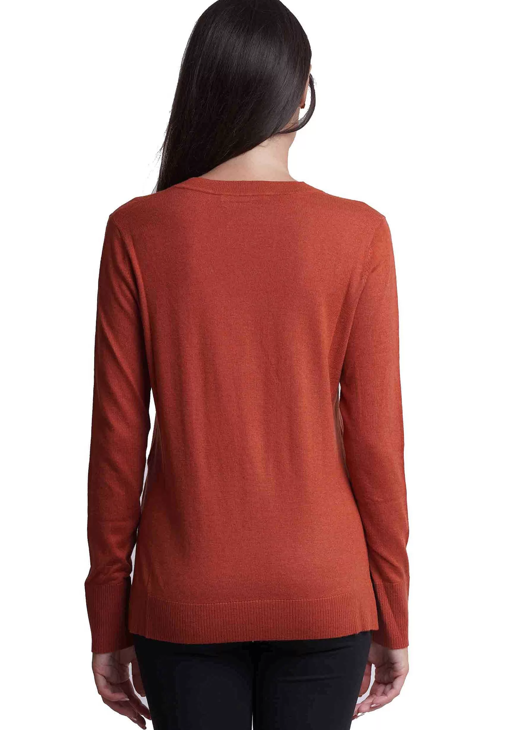 Maglione Donna Soft Touch In Misto Cachemire Ruggine Con Scollo A V*Maliparmi Discount