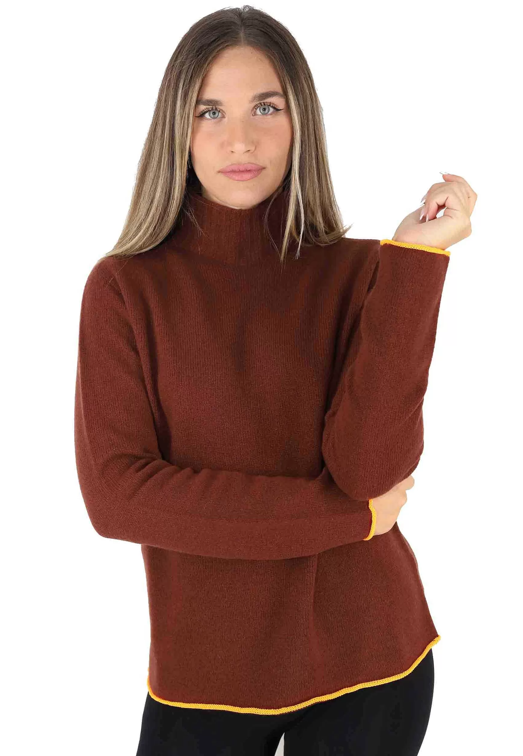 Maglioni Donna Cashmere Wool In Lana Bordeaux A Collo Alto*Maliparmi Sale