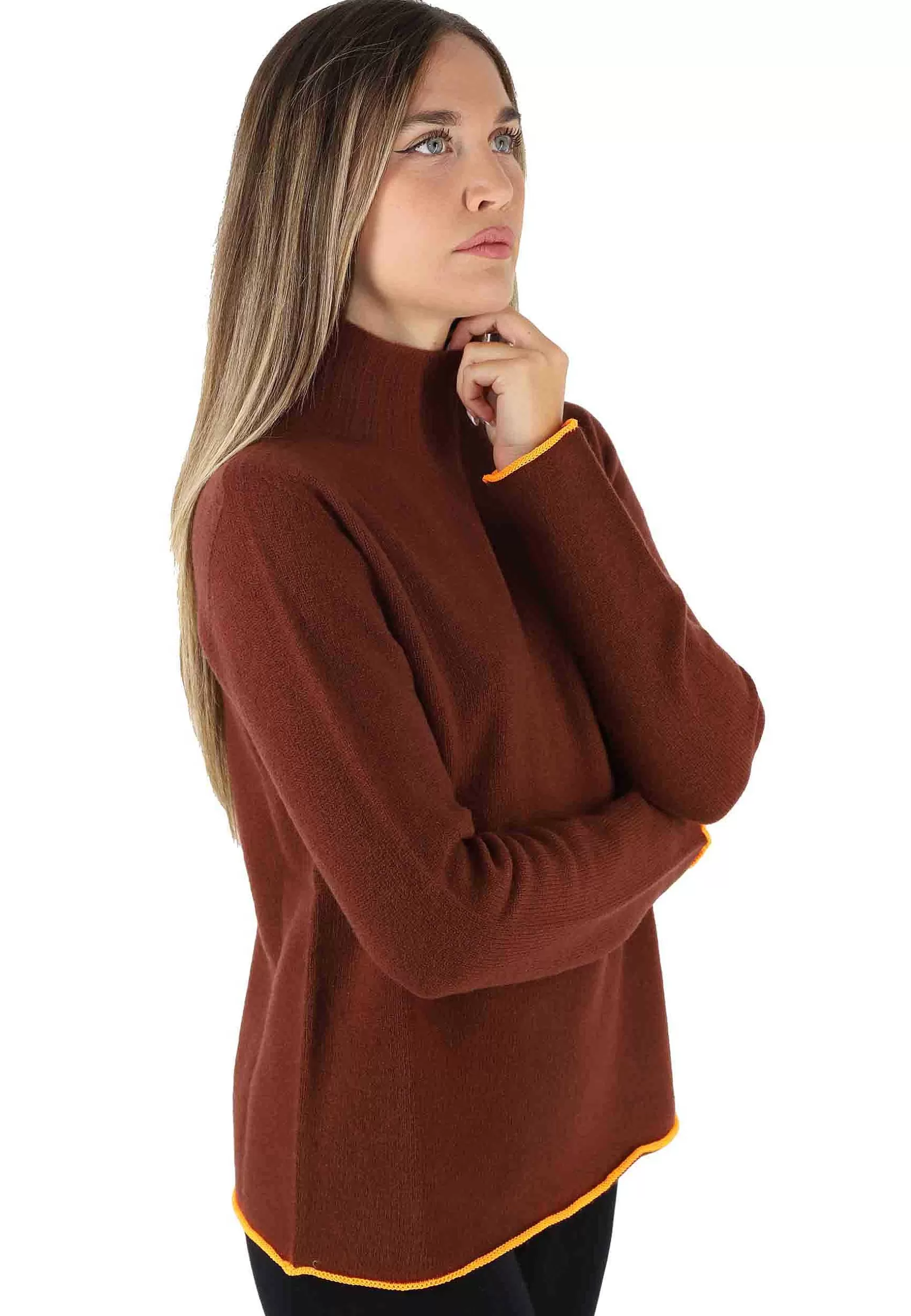 Maglioni Donna Cashmere Wool In Lana Bordeaux A Collo Alto*Maliparmi Sale