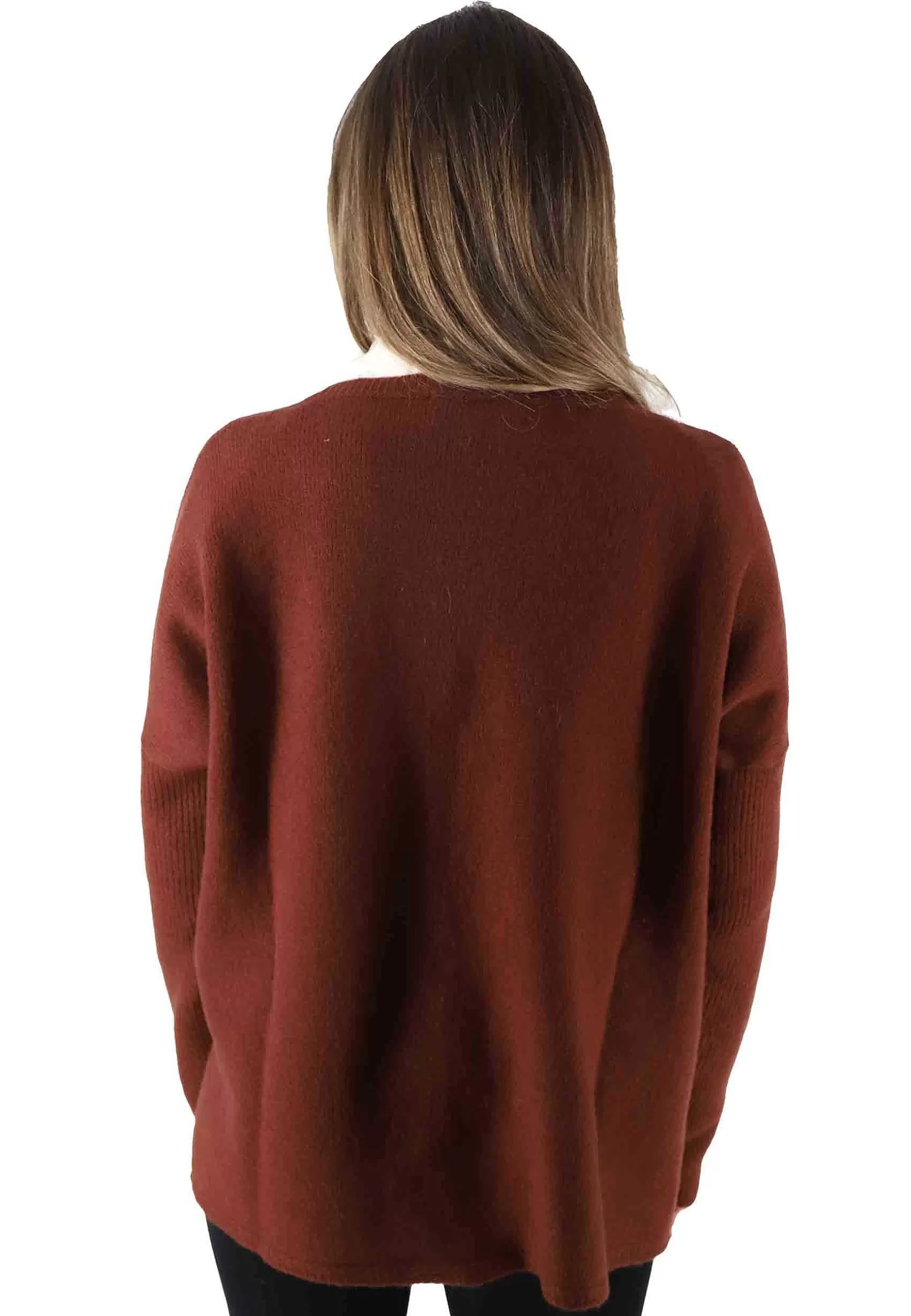Maglioni Donna Cashmere Wool Over In Lana Bordeaux Con Scollo A V*Maliparmi Clearance
