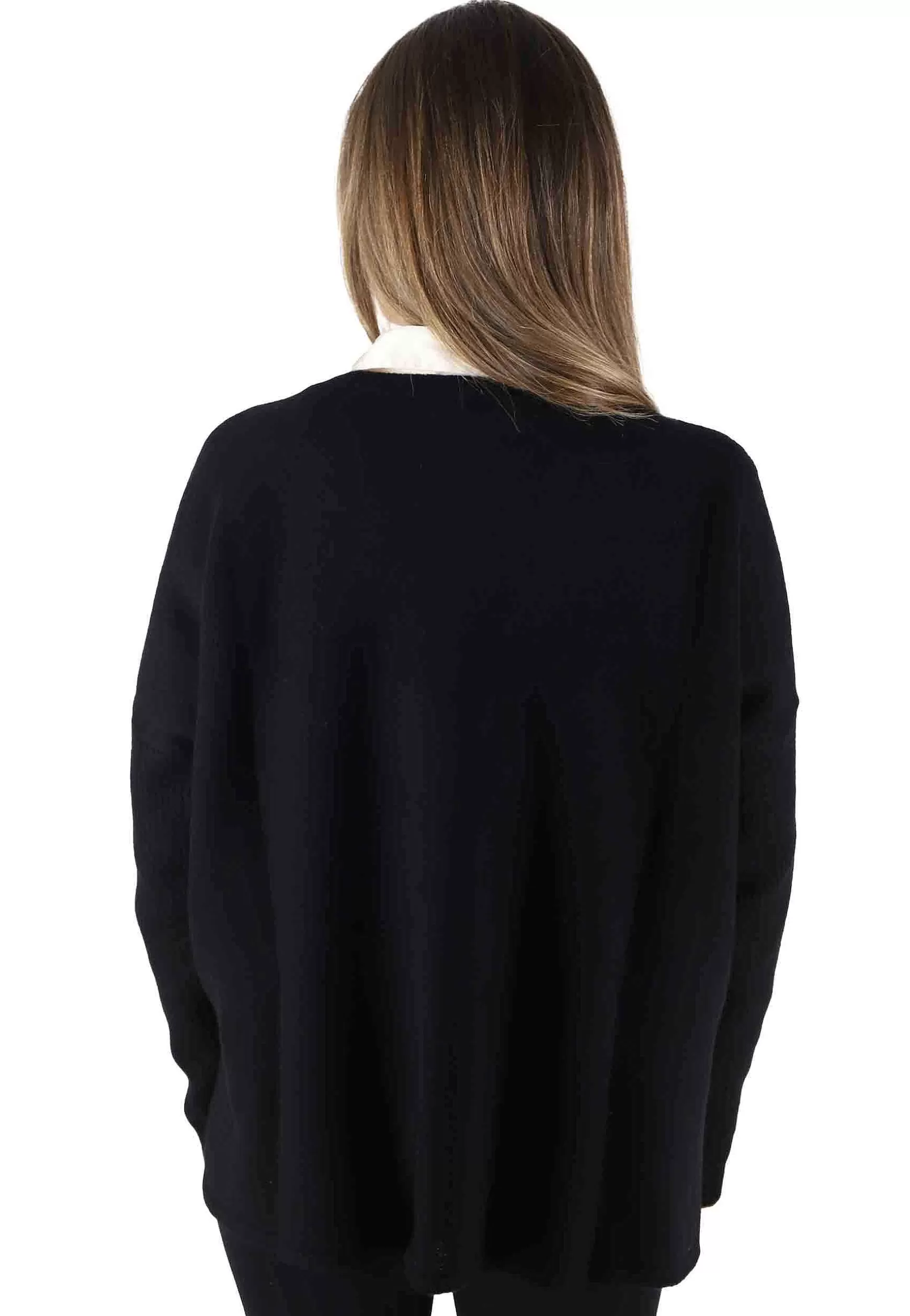 Maglioni Donna Cashmere Wool Over In Lana Nera Con Scollo A V*Maliparmi Cheap