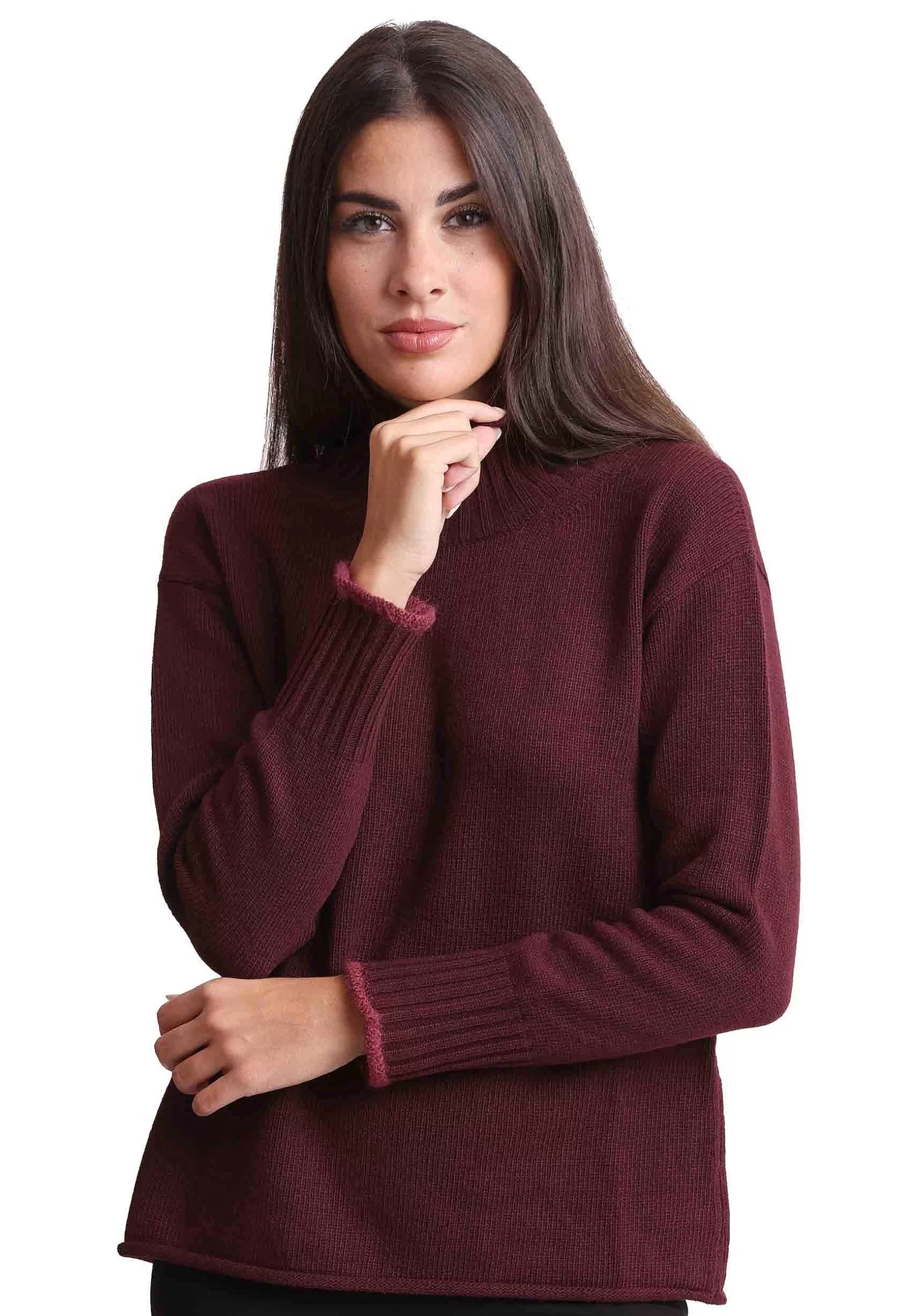 Maglioni Donna Collo Alto In Misto Cachemire Bordeaux*Maliparmi Cheap