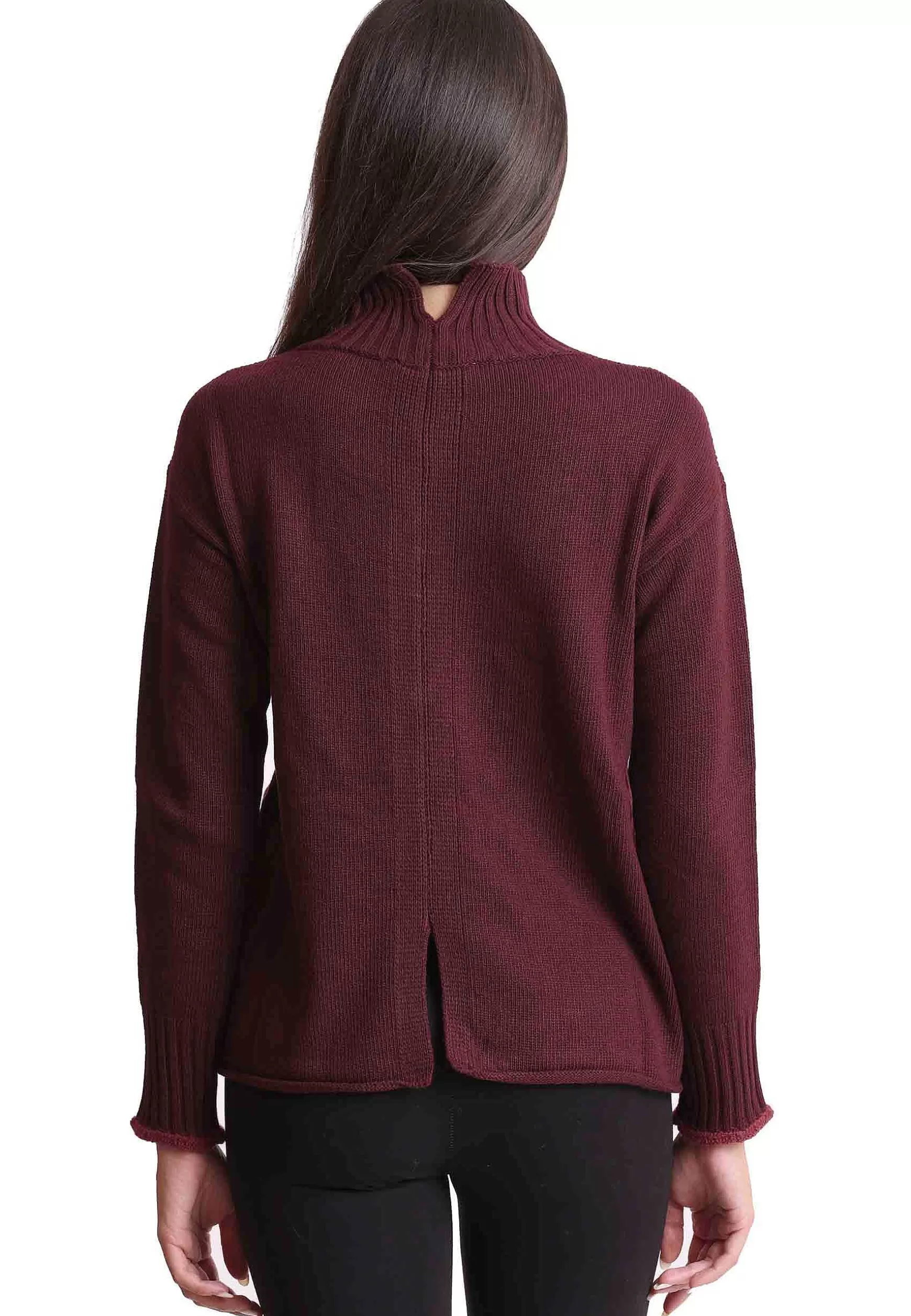 Maglioni Donna Collo Alto In Misto Cachemire Bordeaux*Maliparmi Cheap