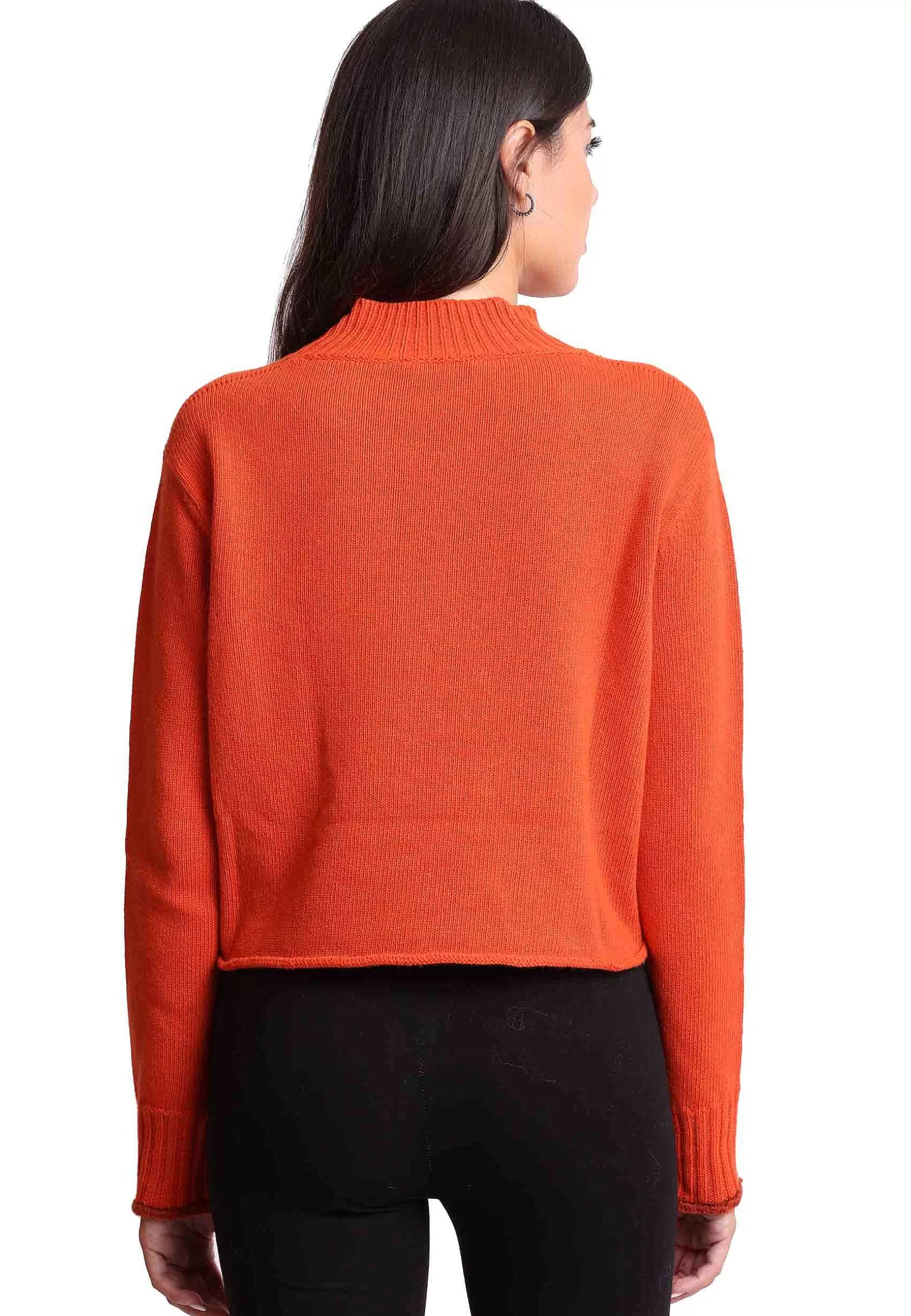 Maglioni Donna In Misto Cachemire Arancione Con Dettaglio Di Colore*Maliparmi Fashion