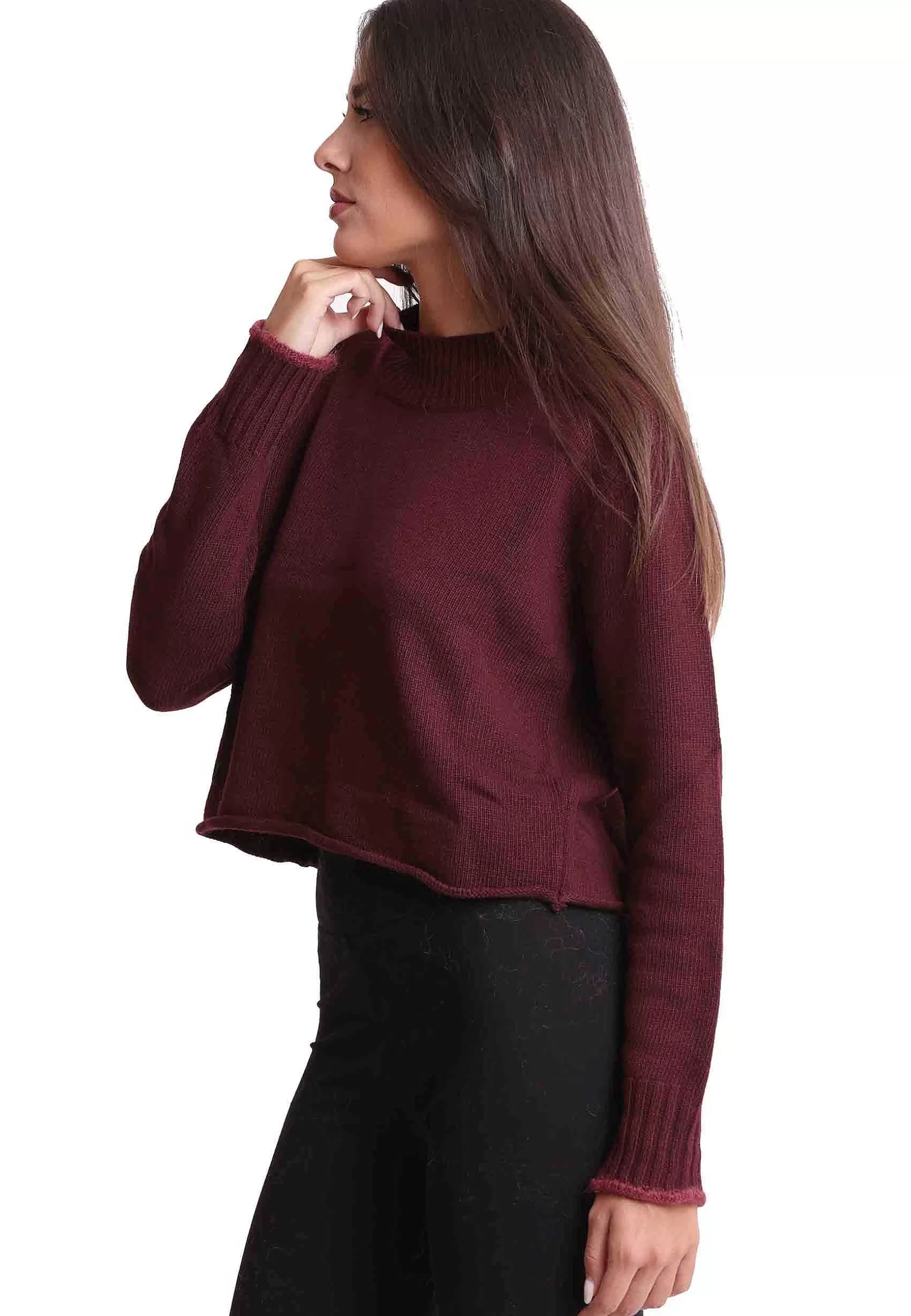 Maglioni Donna In Misto Cachemire Bordeaux Con Dettaglio Di Colore*Maliparmi Best Sale
