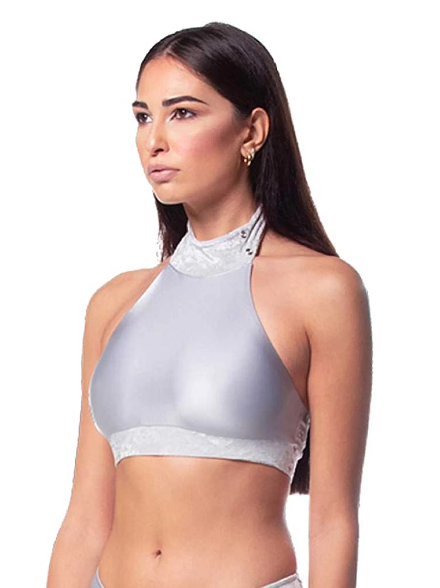 Magnetika Top Donna Magnetika Pole Dance In Lycra Grigio Perla*Invertika Clearance