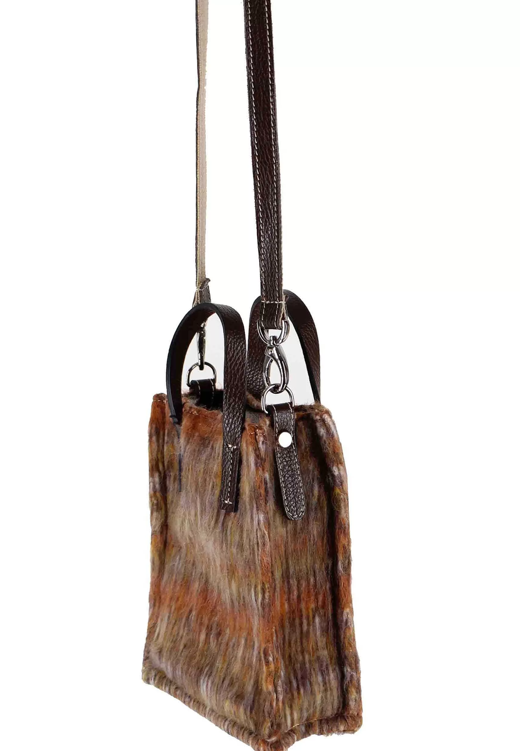Mini Bag Donna A Tracolla In Lana Rasata Ruggine A Fantasia Con Tracolla In Pelle*Kassiopea Online