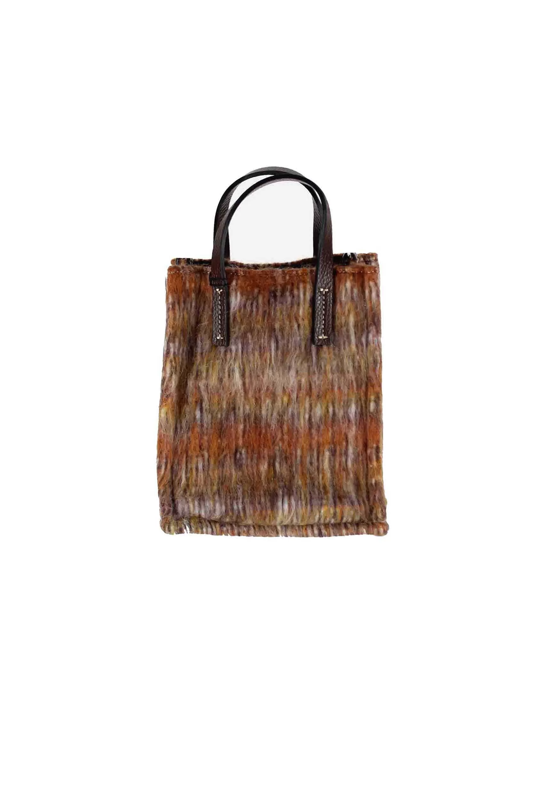 Mini Bag Donna A Tracolla In Lana Rasata Ruggine A Fantasia Con Tracolla In Pelle*Kassiopea Online