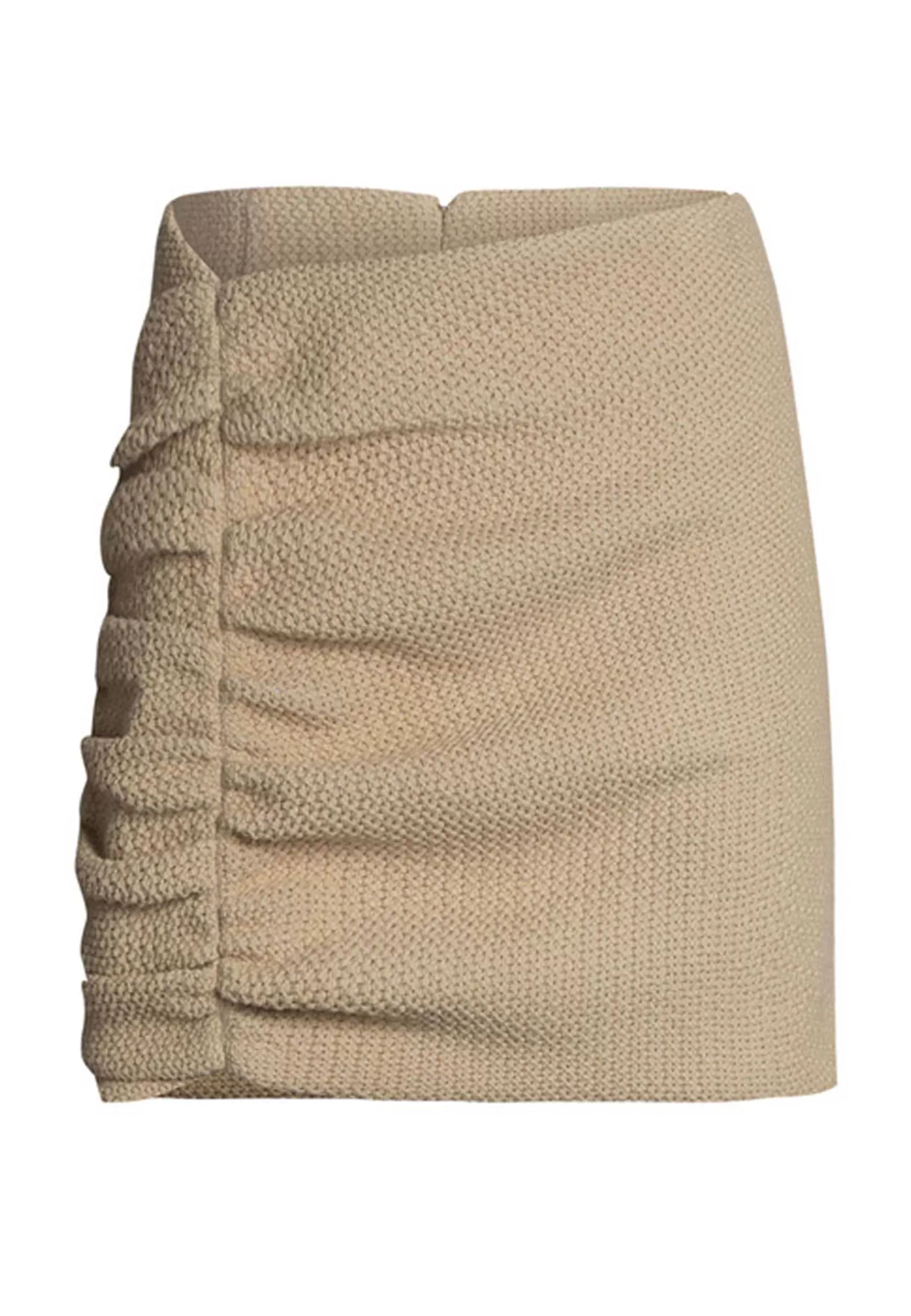 Mini Gonna Donna In Cotone Beige Con Arricciatura Laterale*Nineminutes Cheap