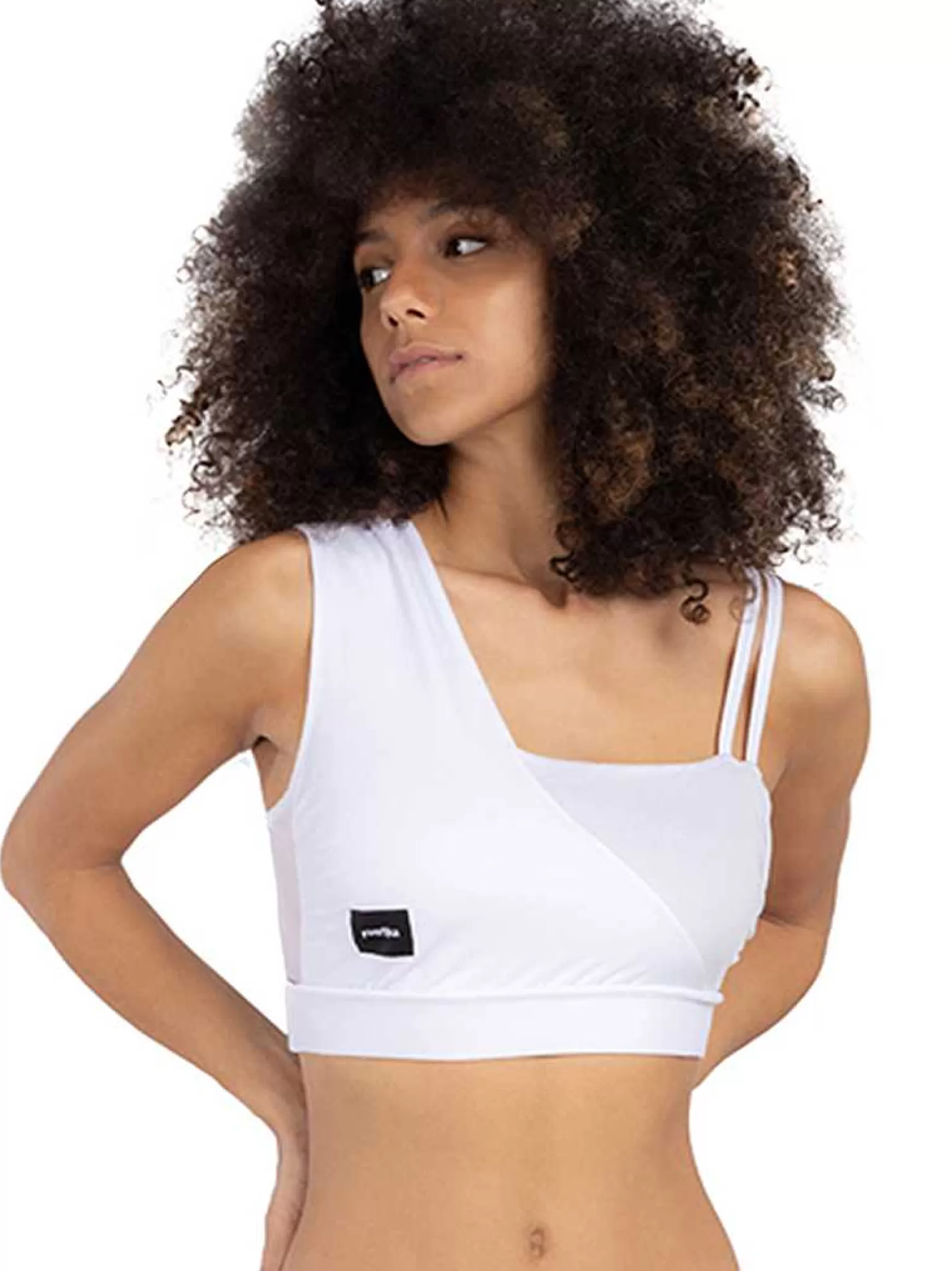 Mitika Top Donna Mitika Deluxe Silver Pole Dance In Lycra Bianco E Argento Double Face*Invertika Cheap