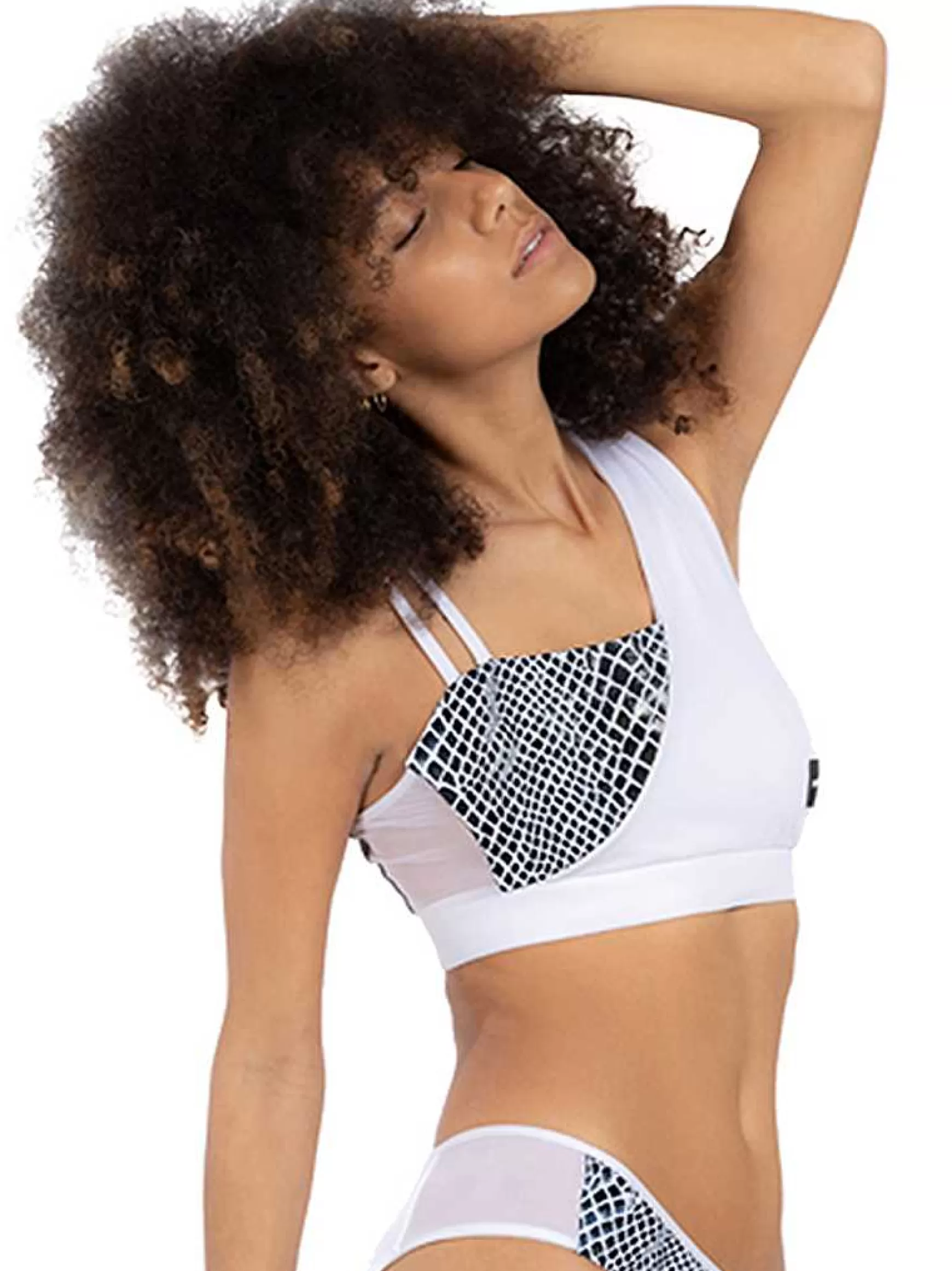 Mitika Top Donna Mitika Deluxe Silver Pole Dance In Lycra Bianco E Argento Double Face*Invertika Cheap