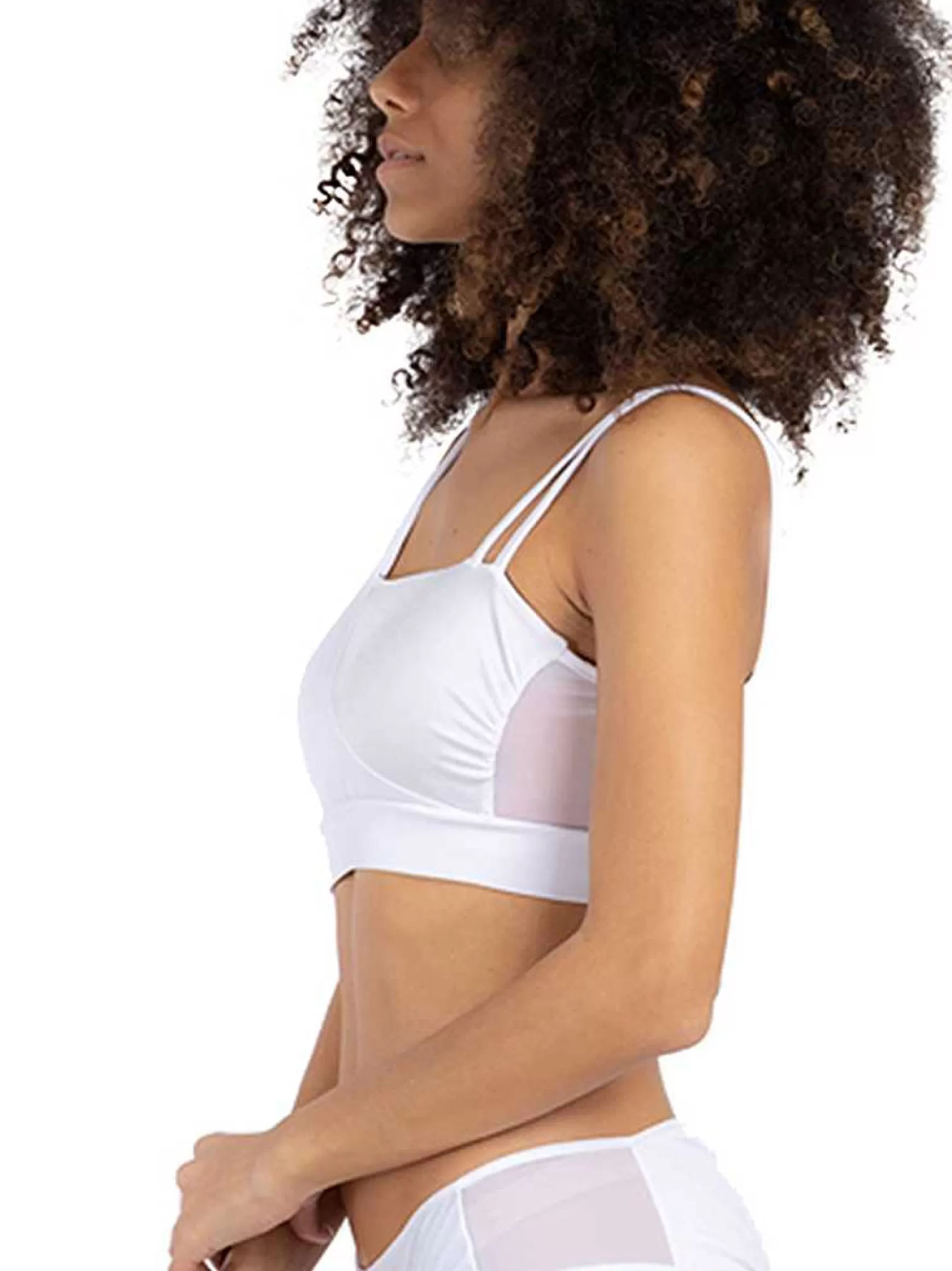 Mitika Top Donna Mitika Deluxe Silver Pole Dance In Lycra Bianco E Argento Double Face*Invertika Cheap