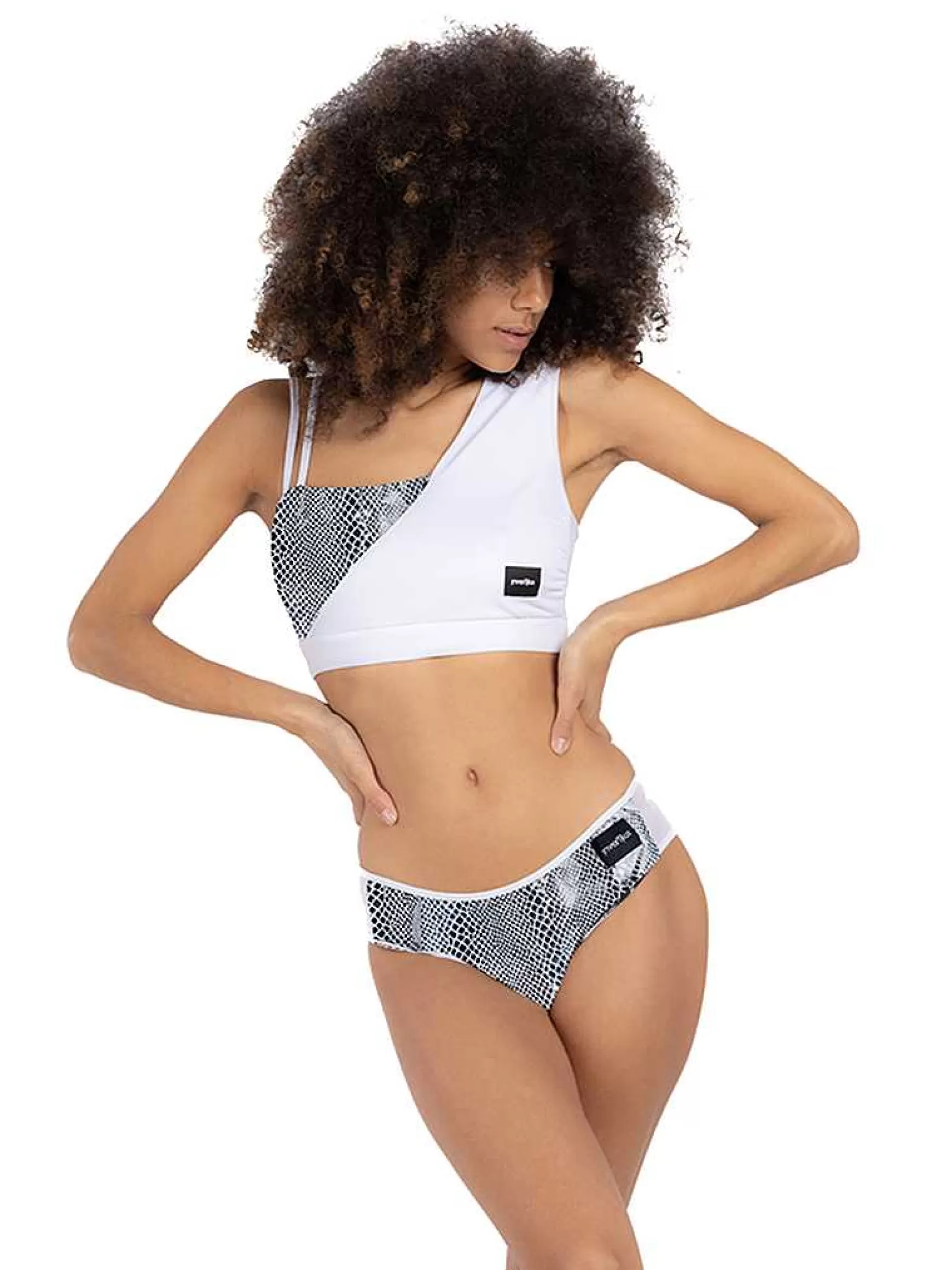 Mitika Top Donna Mitika Deluxe Silver Pole Dance In Lycra Bianco E Argento Double Face*Invertika Cheap