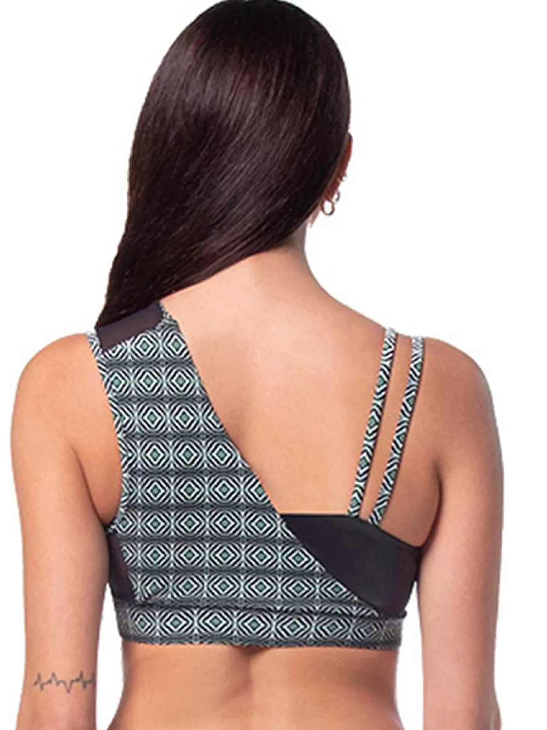 Mitika Top Donna Mitika Tribal Pole Dance In Lycra Nero E Verde Double Face*Invertika Fashion