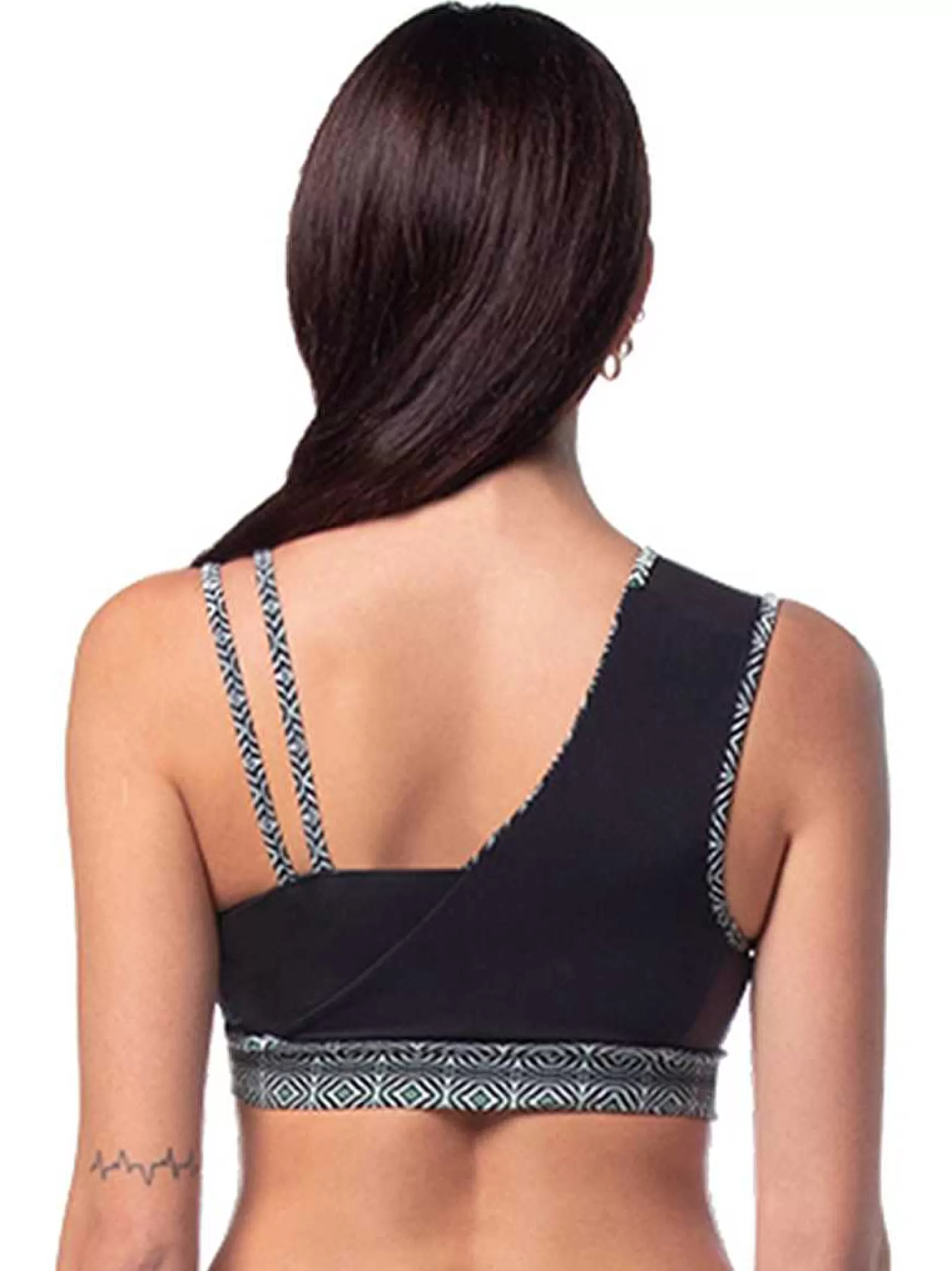 Mitika Top Donna Mitika Tribal Pole Dance In Lycra Nero E Verde Double Face*Invertika Fashion