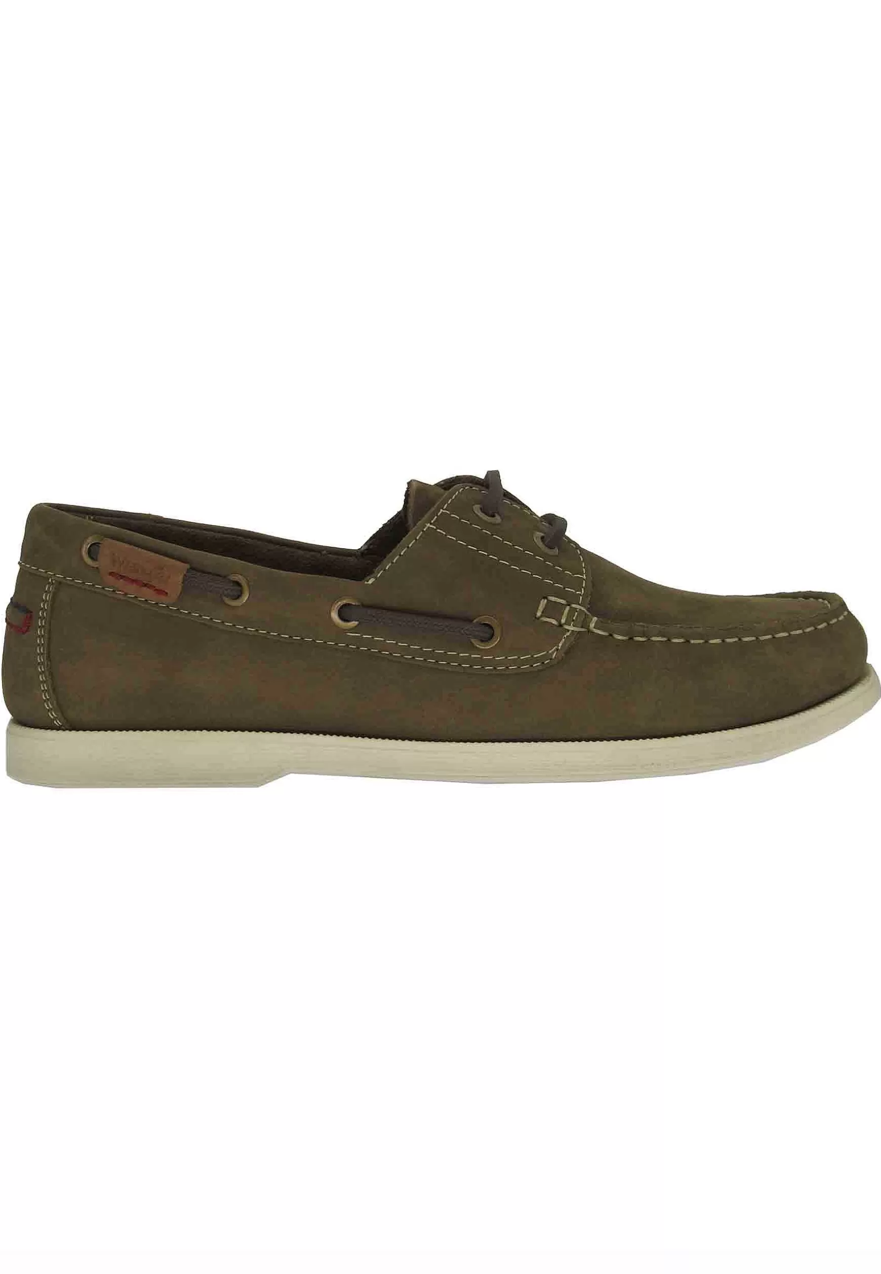 Mocassini Barca Baltic Uomo In Pelle Verde Kaki E Suola Bianca*Wrangler Outlet