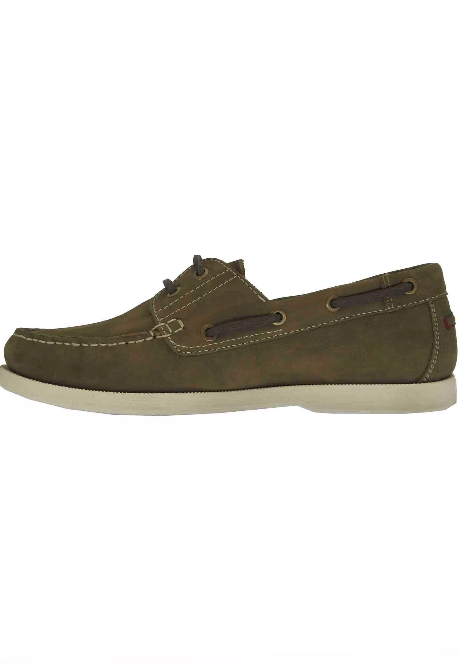 Mocassini Barca Baltic Uomo In Pelle Verde Kaki E Suola Bianca*Wrangler Outlet