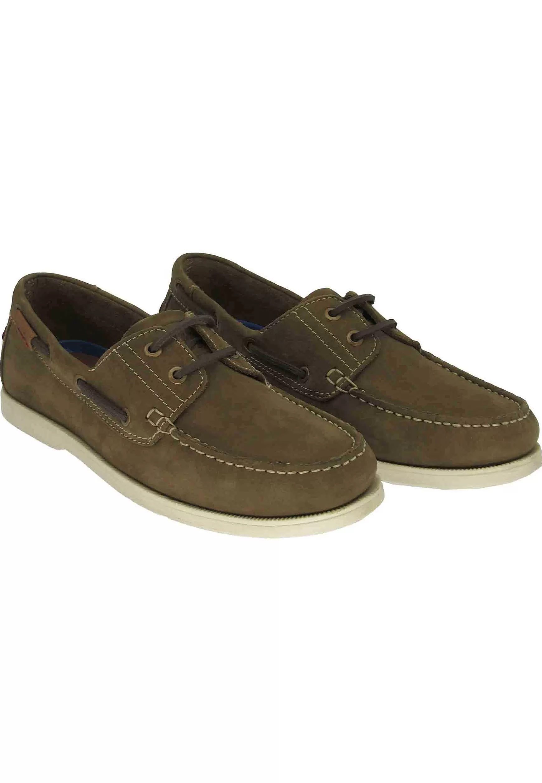 Mocassini Barca Baltic Uomo In Pelle Verde Kaki E Suola Bianca*Wrangler Outlet