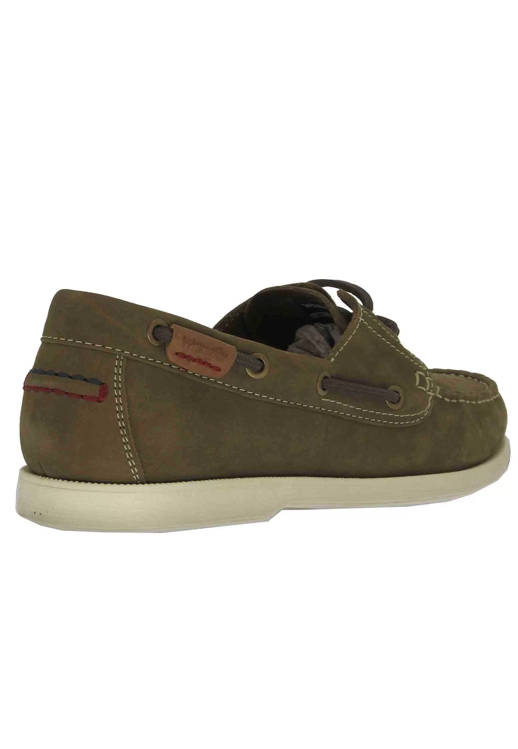 Mocassini Barca Baltic Uomo In Pelle Verde Kaki E Suola Bianca*Wrangler Outlet