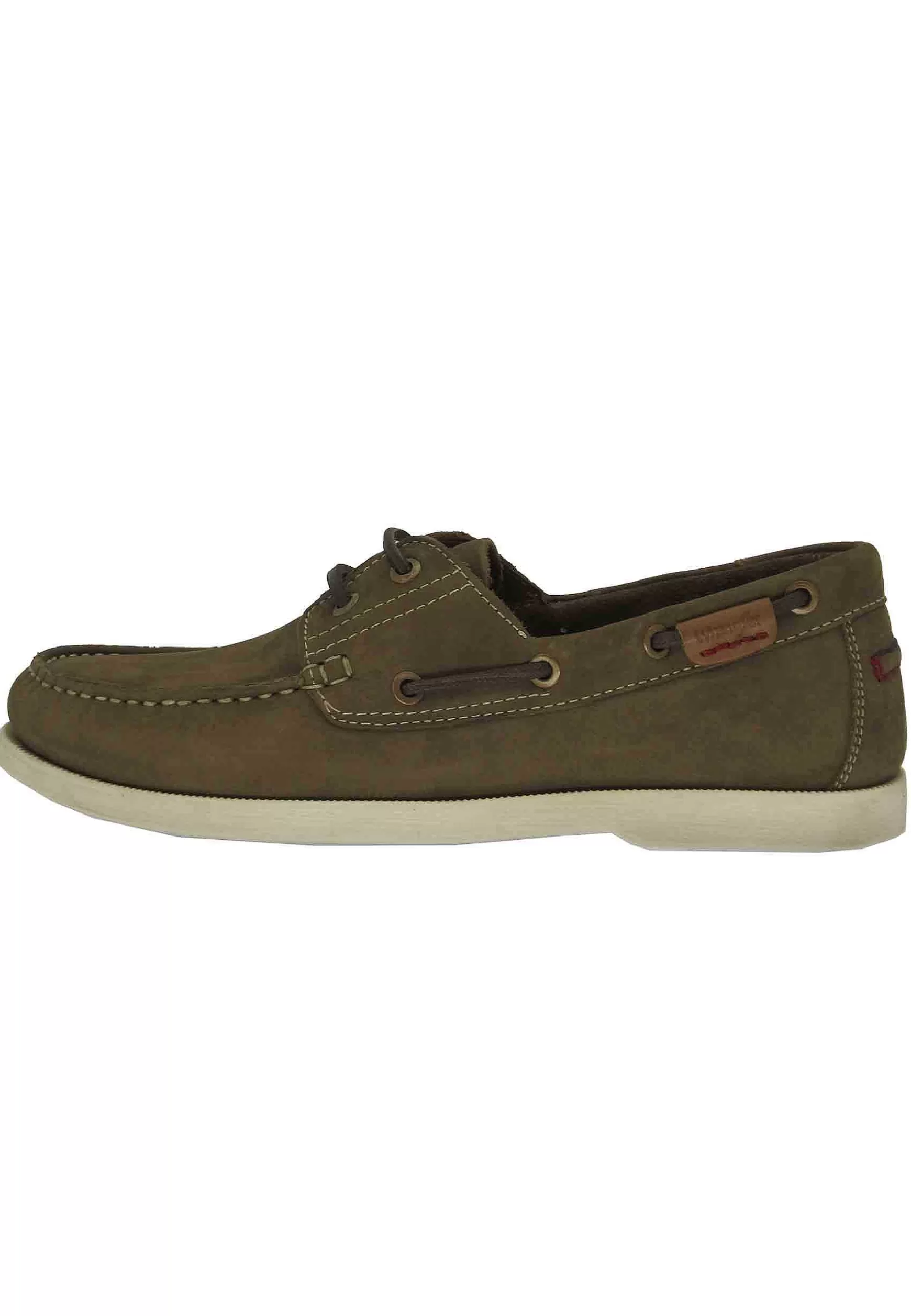 Mocassini Barca Baltic Uomo In Pelle Verde Kaki E Suola Bianca*Wrangler Outlet