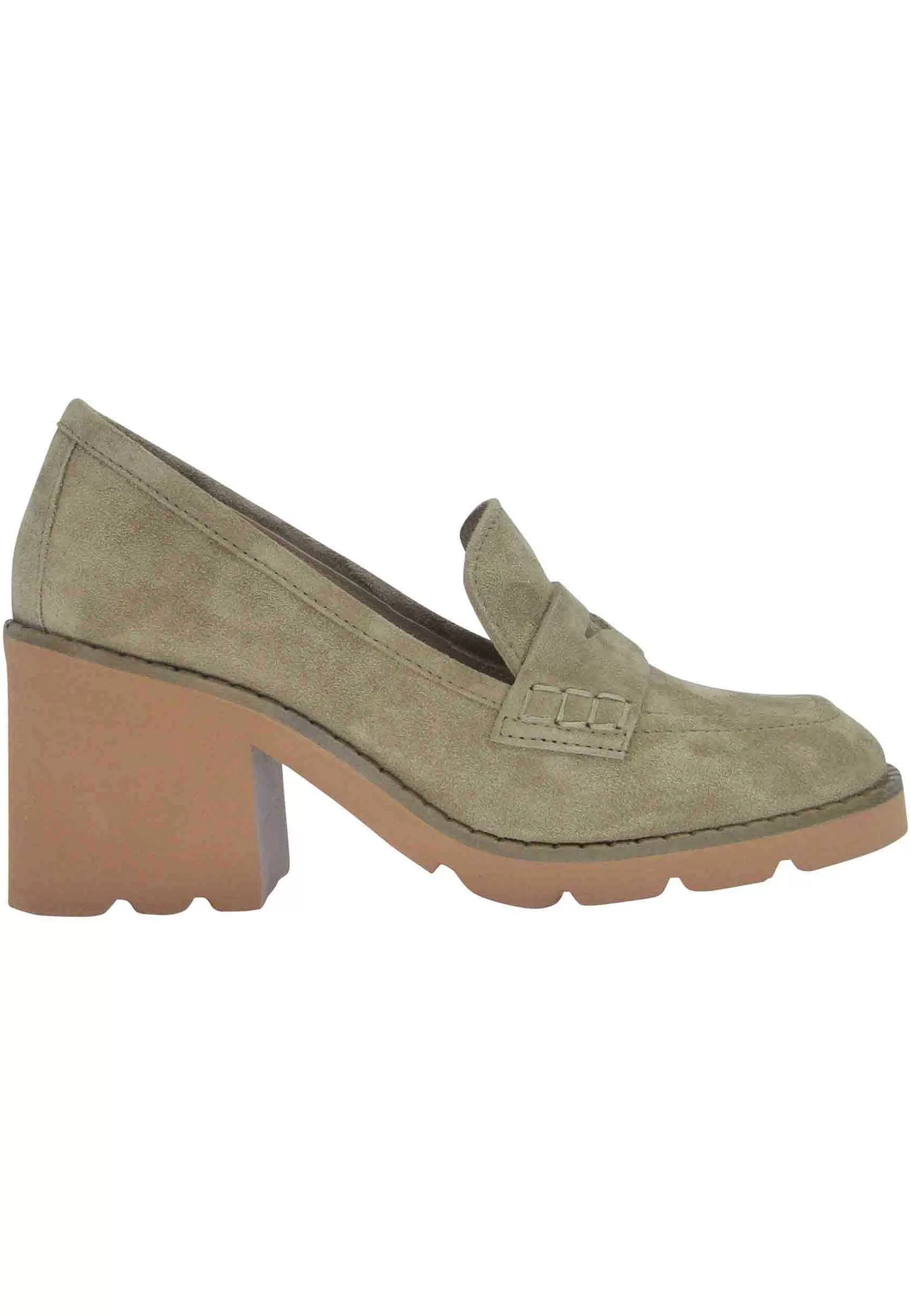 Mocassini Da Donna In Camoscio Beige Tacco Alto** Best Sale