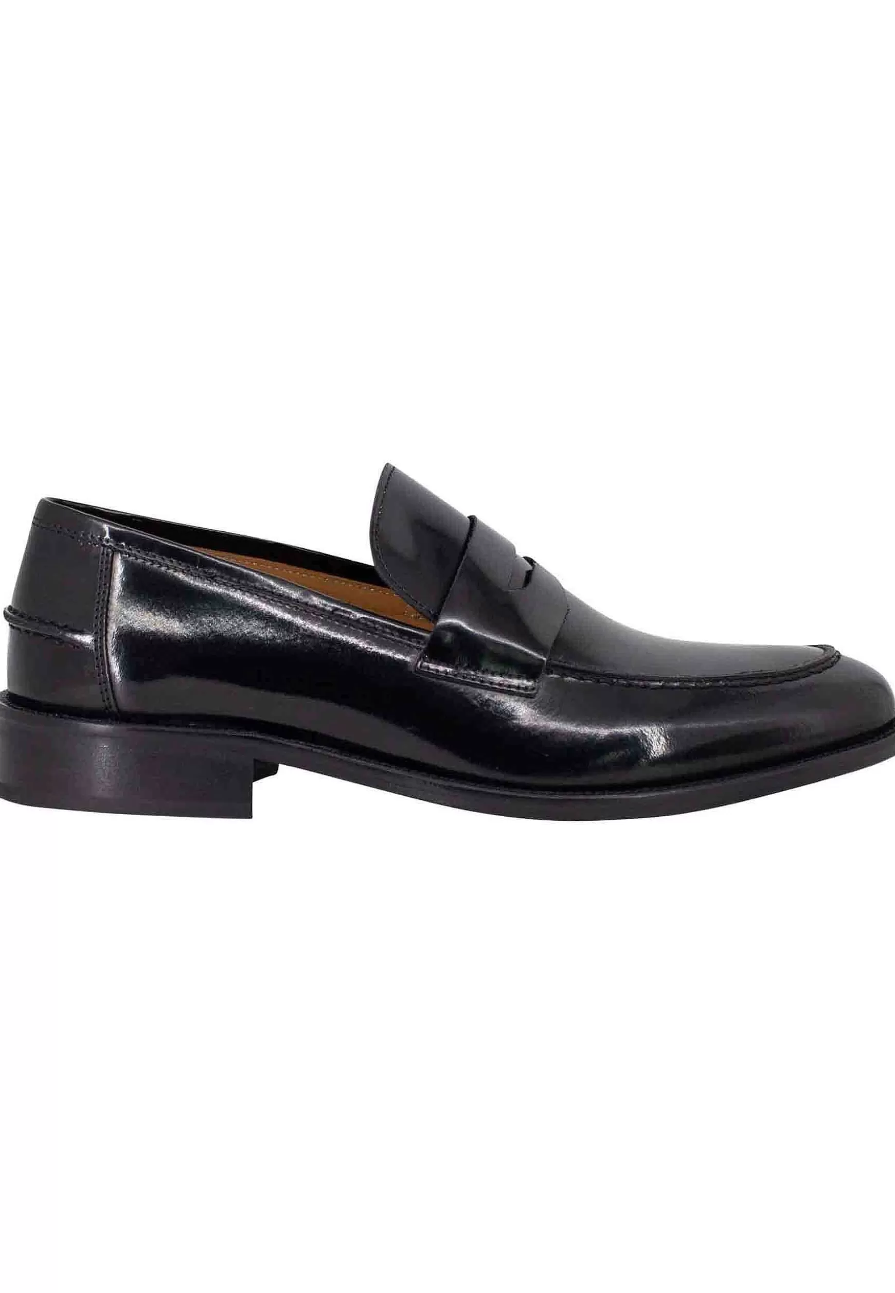 Mocassini Da Uomo In Pelle Lucida Nera E Suola In Cuoio Cucita*Rogal Flash Sale