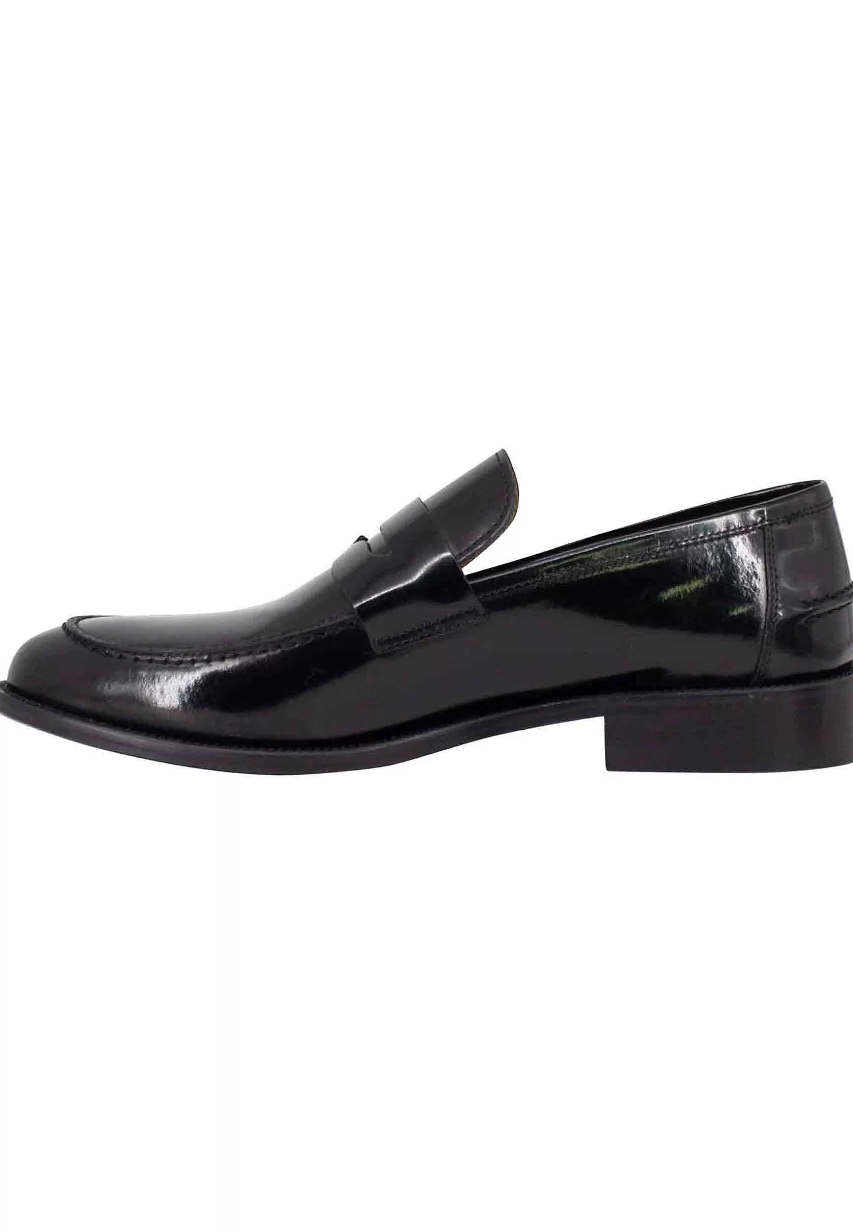 Mocassini Da Uomo In Pelle Lucida Nera E Suola In Cuoio Cucita*Rogal Flash Sale