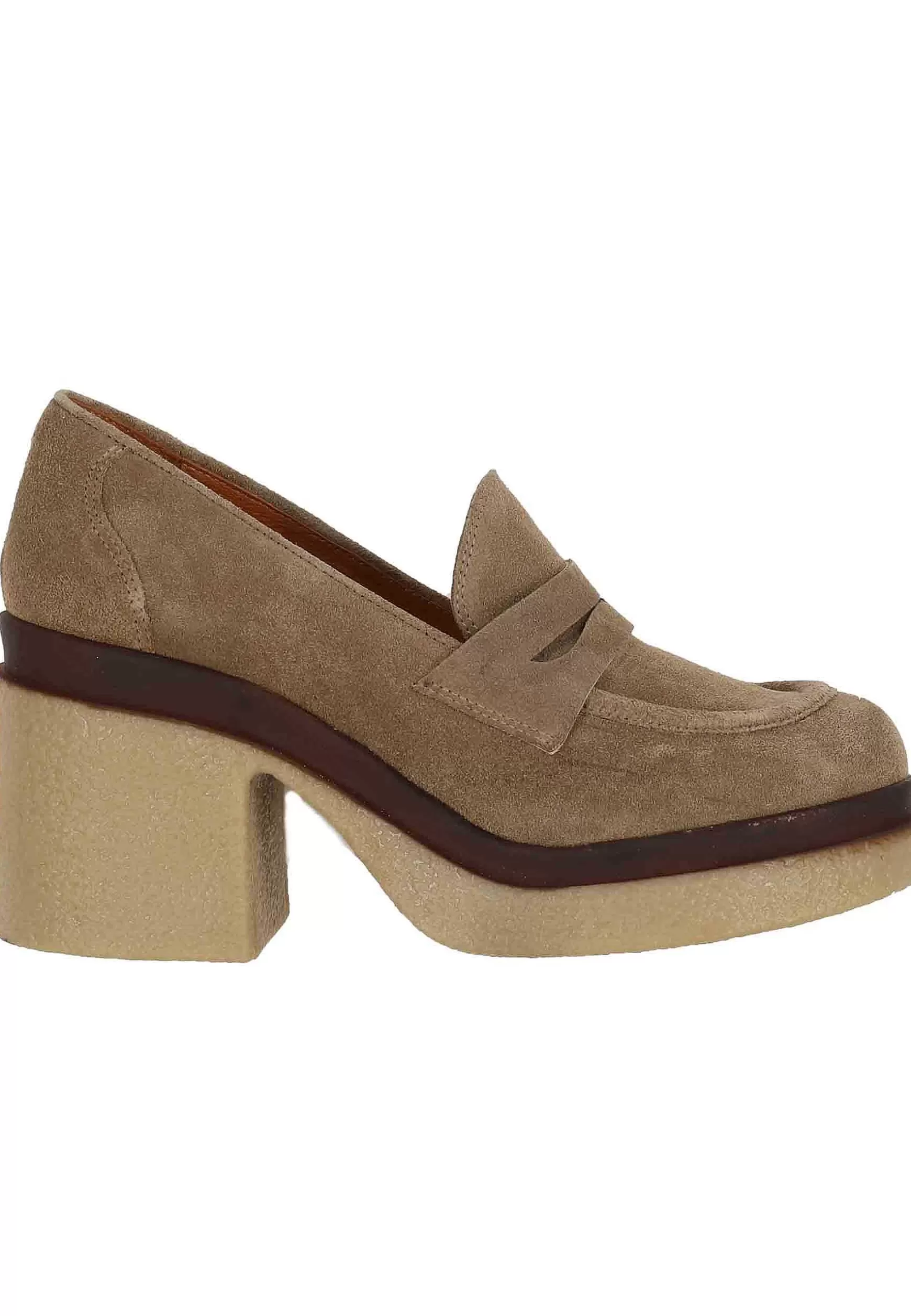 Mocassini Donna In Camoscio Beige Con Zeppa Alta In Para*Tsakiris Mallas Hot