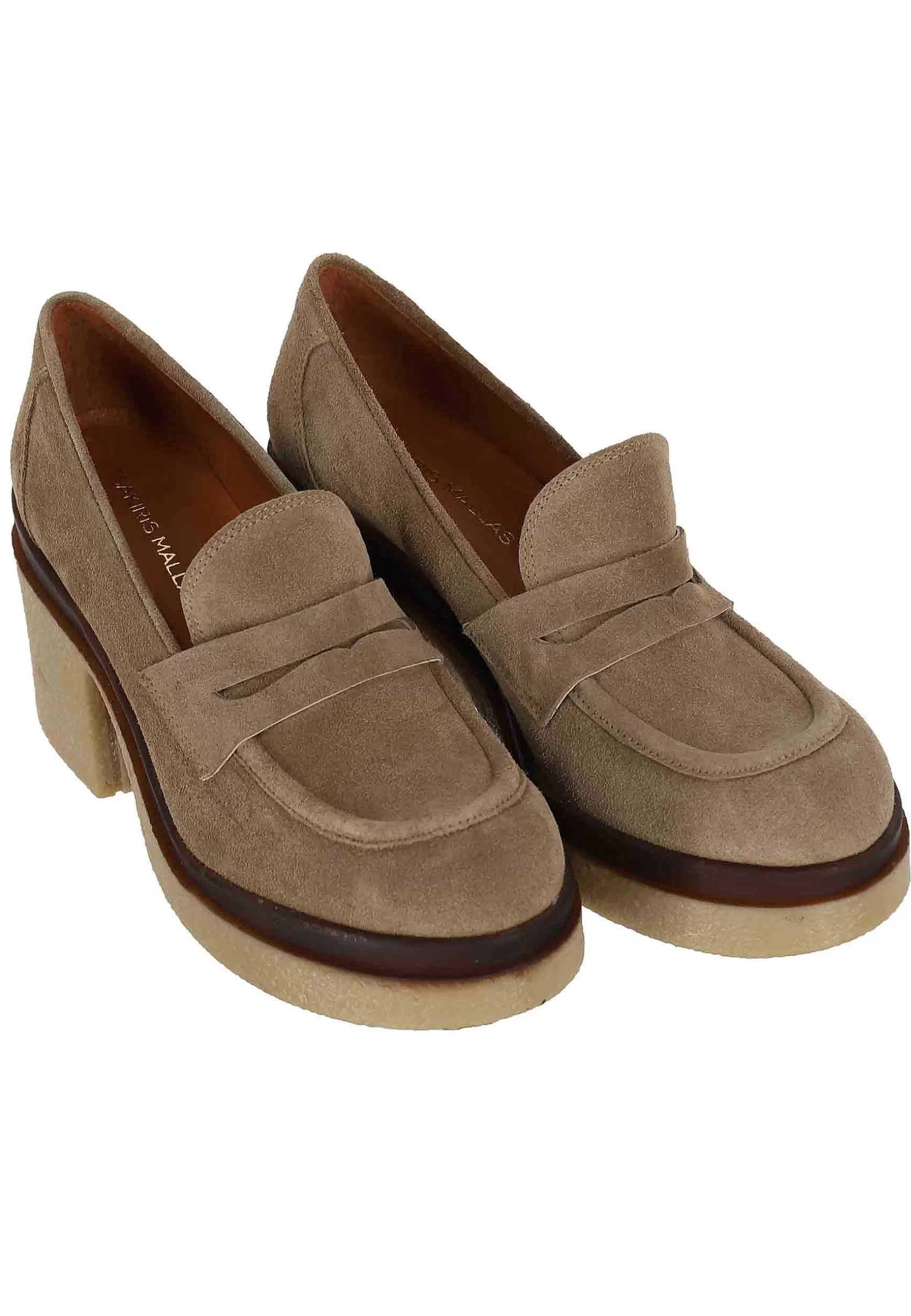 Mocassini Donna In Camoscio Beige Con Zeppa Alta In Para*Tsakiris Mallas Hot