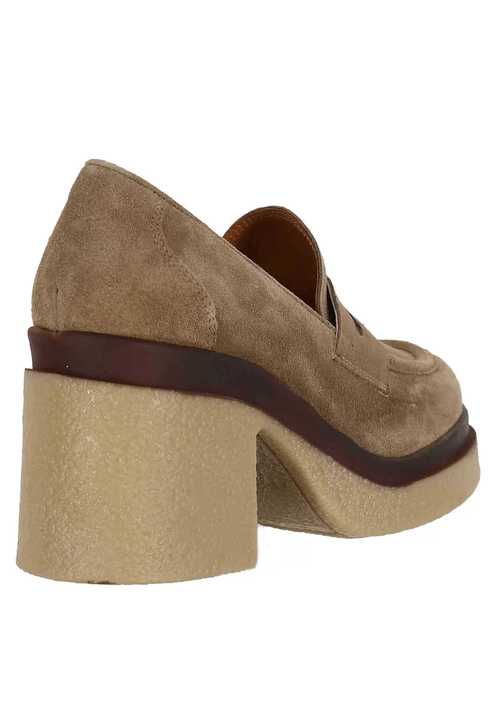 Mocassini Donna In Camoscio Beige Con Zeppa Alta In Para*Tsakiris Mallas Hot