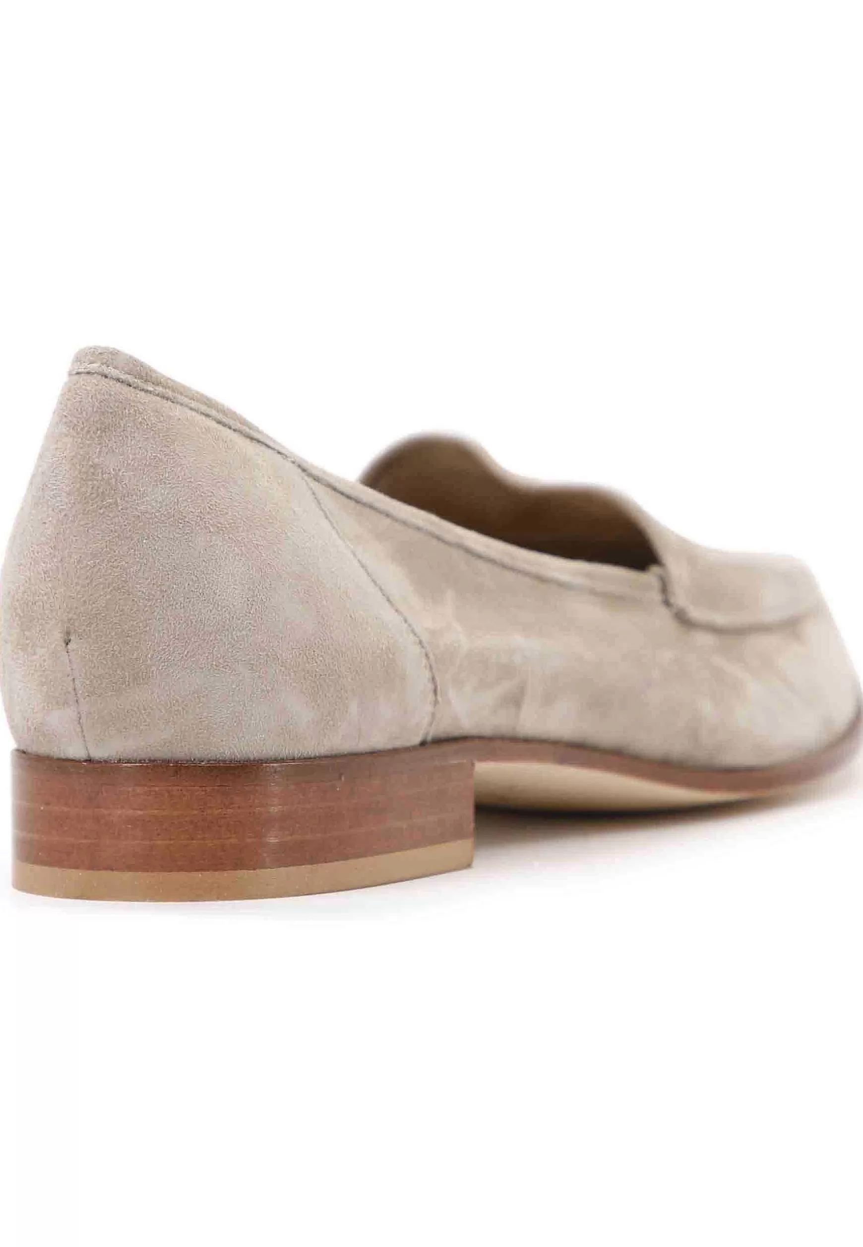 Mocassini Donna In Camoscio Grigio Con Con Tacco Basso In Cuoio*L Hot
